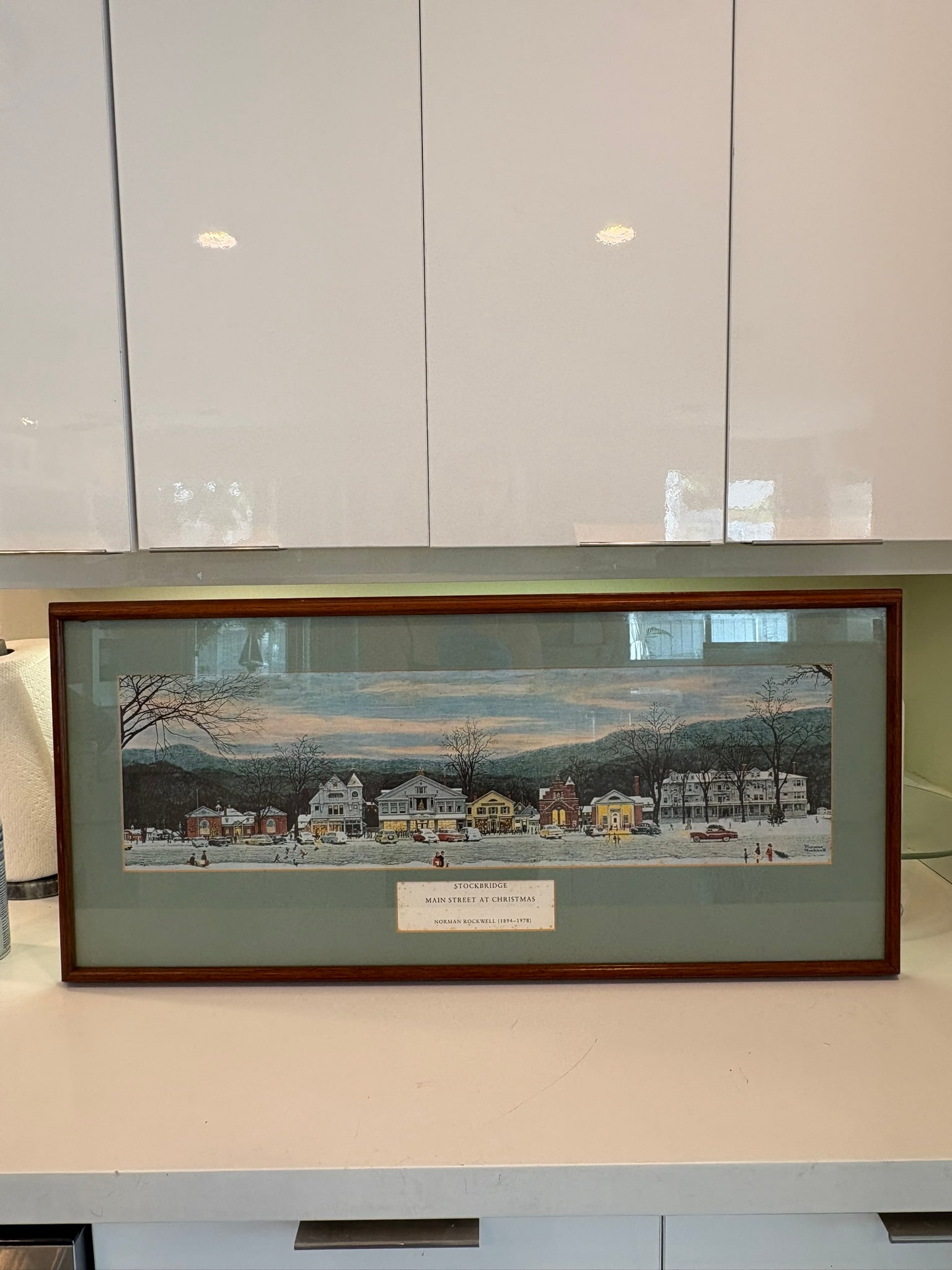 Vintage Norman Rockwell Stockbridge Main Street at Christmas Framed Offset Lithograph Print Reproduc - 2
