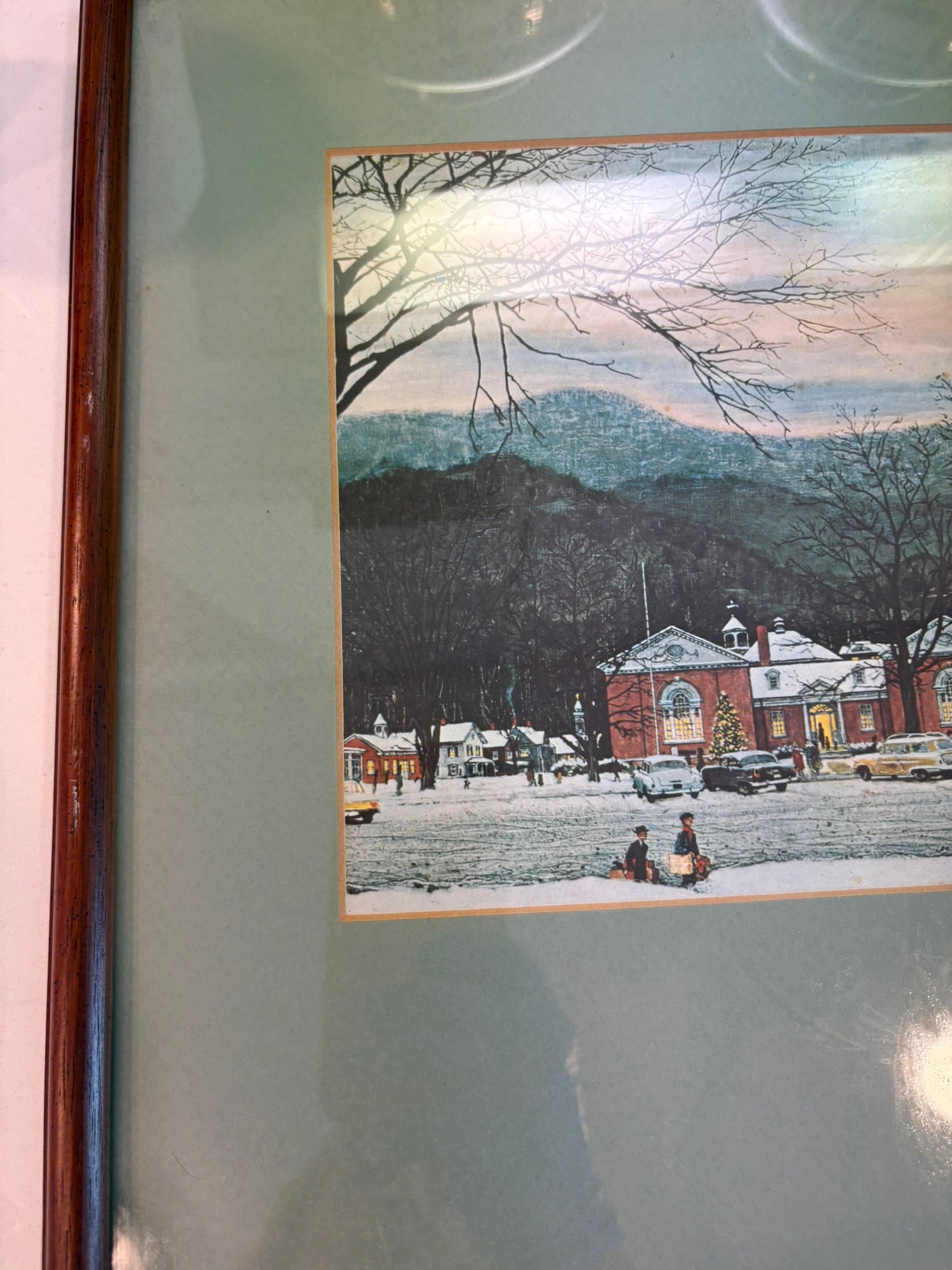 Vintage Norman Rockwell Stockbridge Main Street at Christmas Framed Offset Lithograph Print Reproduc - 5