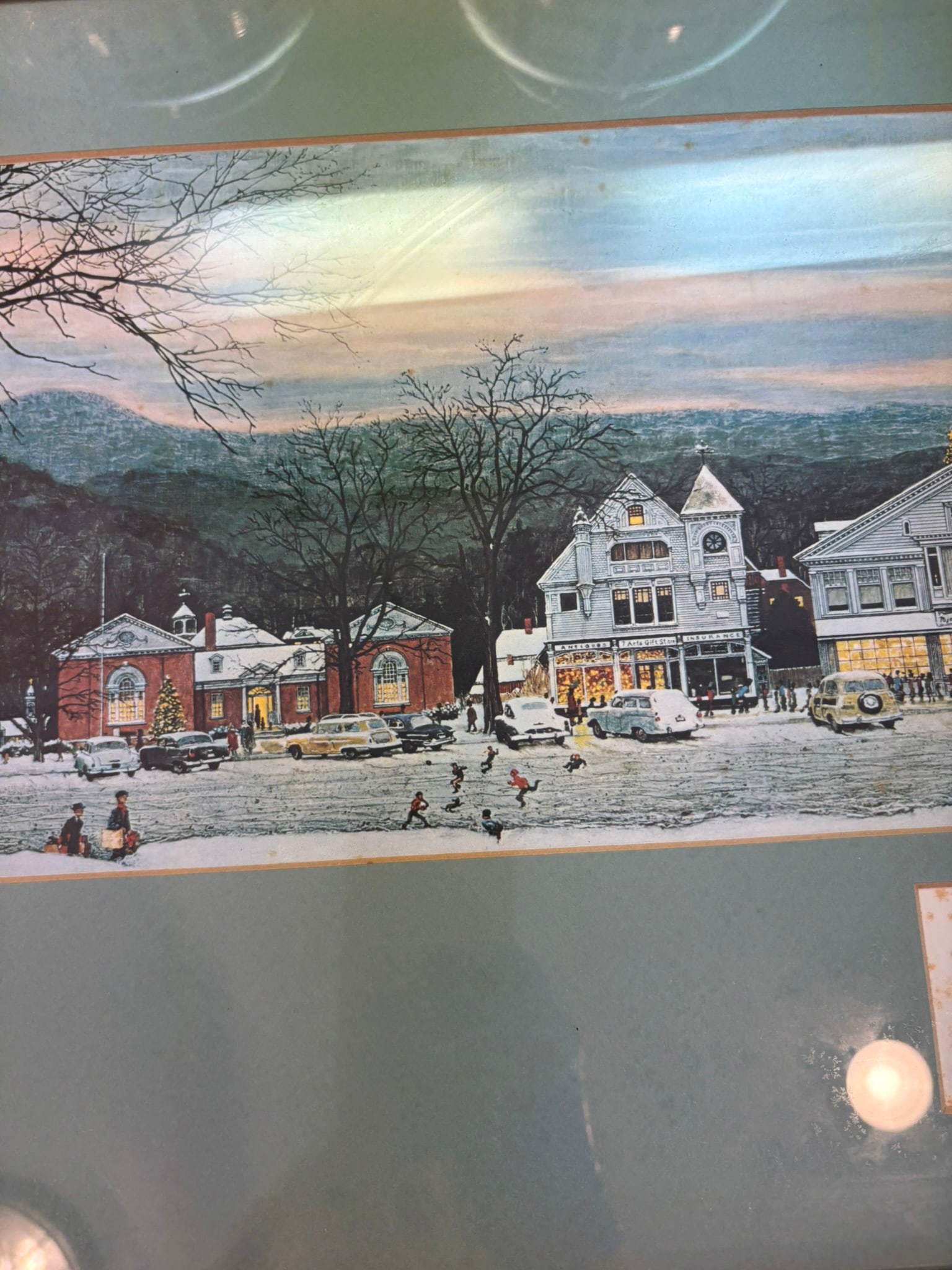 Vintage Norman Rockwell Stockbridge Main Street at Christmas Framed Offset Lithograph Print Reproduc - 6