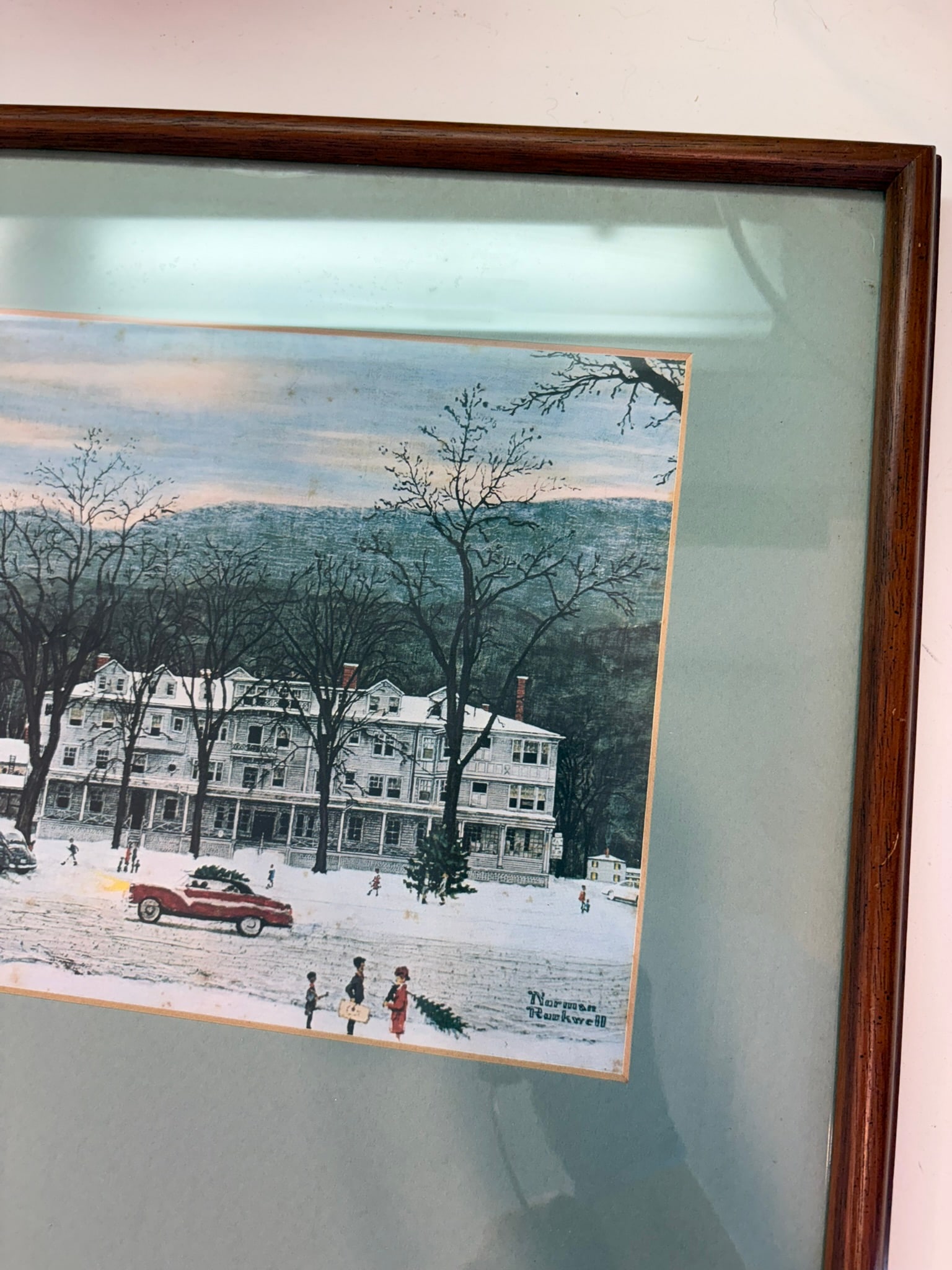 Vintage Norman Rockwell Stockbridge Main Street at Christmas Framed Offset Lithograph Print Reproduc - 9