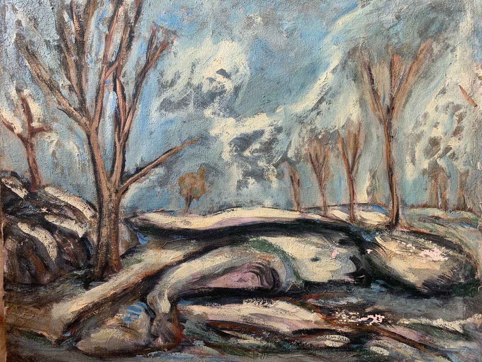 1930s Expressionist Plein Air Landscape Painting by Joachim Aviron - 3