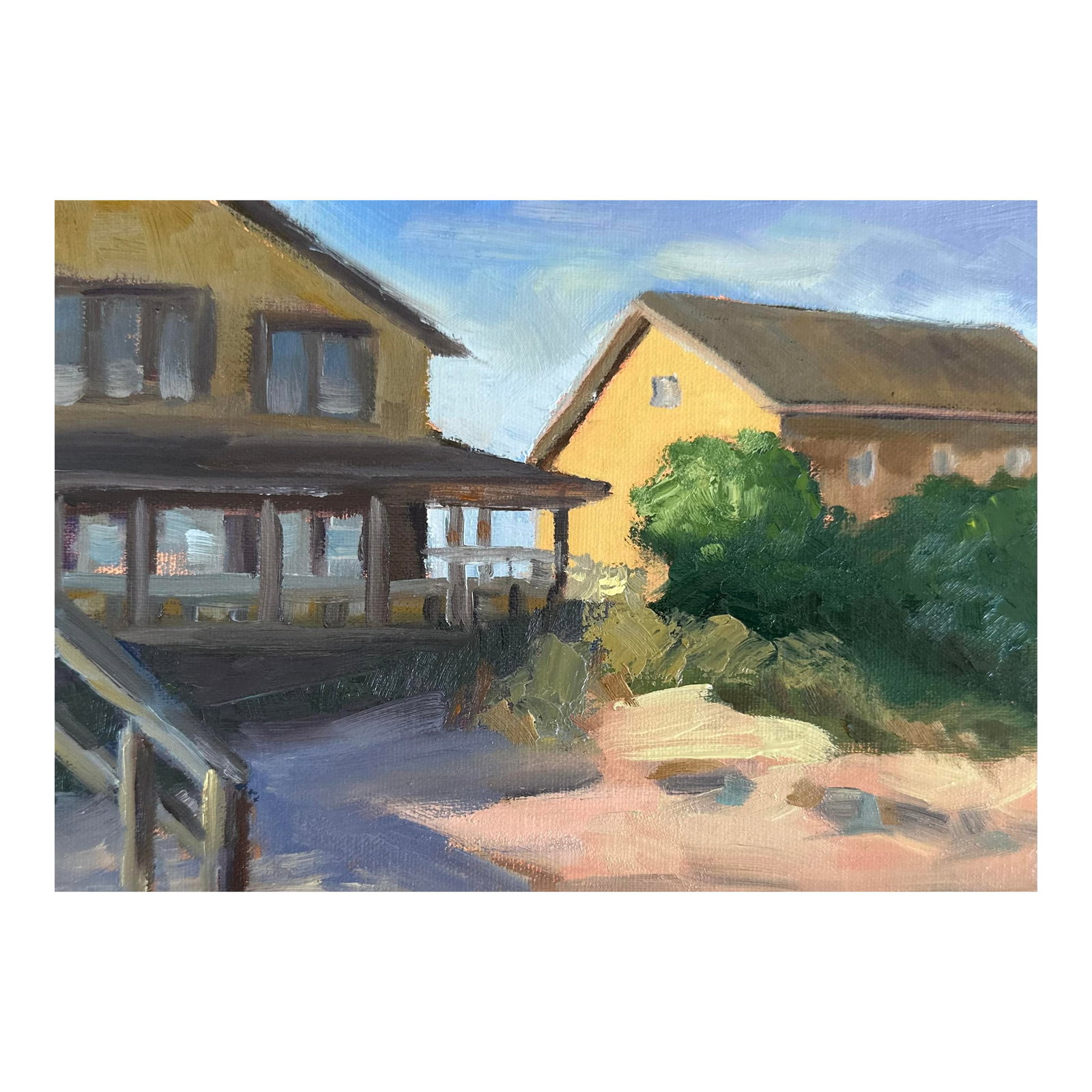Original Fine Art Oil Paintings by Grace Diehl - Sea Salt Air: Featured are a couple of beach homes. These coastal homes are quite homey situated right on the beach. Condition: Imperfections: No Imperfections Origin: United States Materials & Techniques: