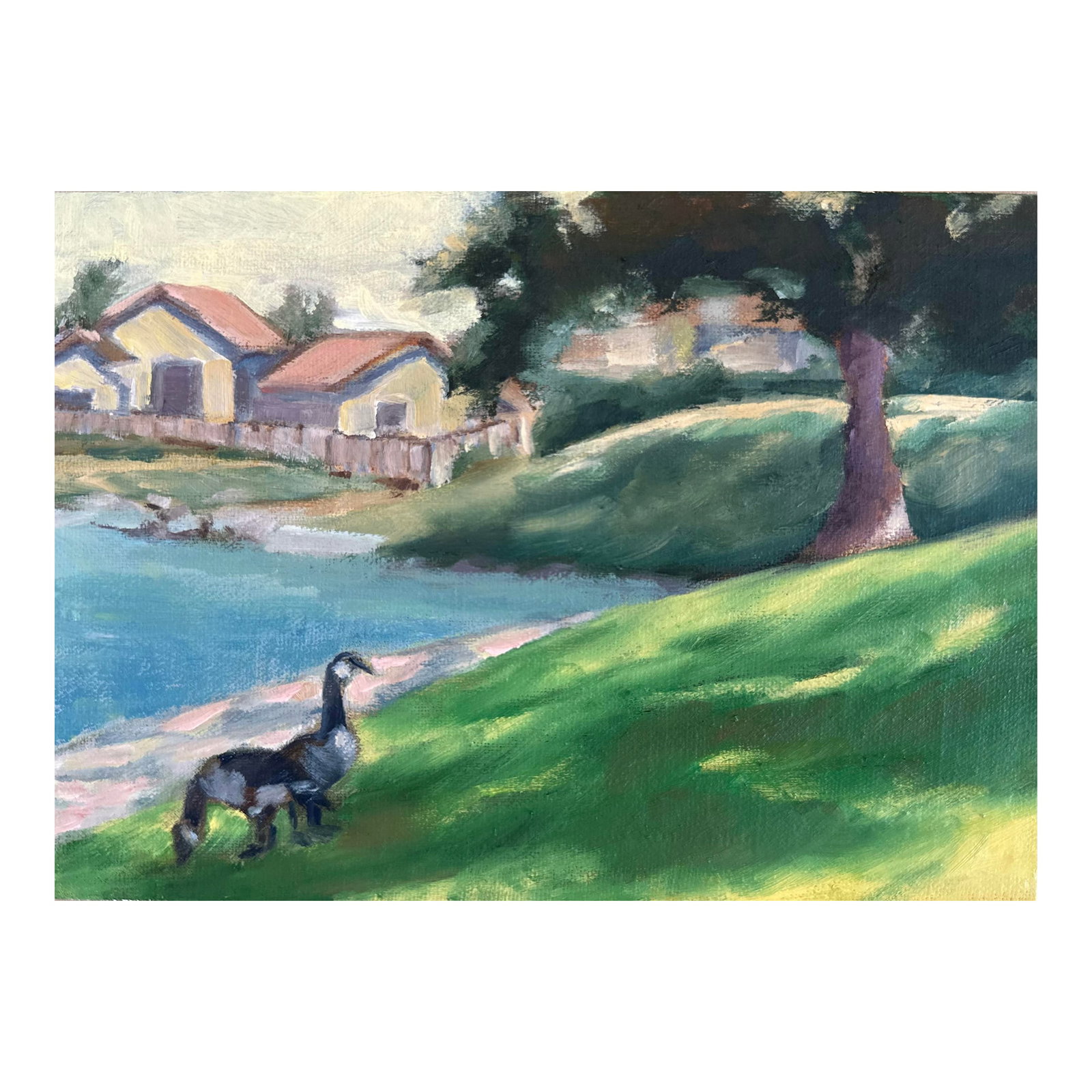 Original Fine Art Painting - Woodbridge Geese: This park is near where I live. It is the home for many ducks, turtles and fish. I come bike riding here often. *********** Grace Diehl Fine Art For more than four decades, I have dedicated myself to