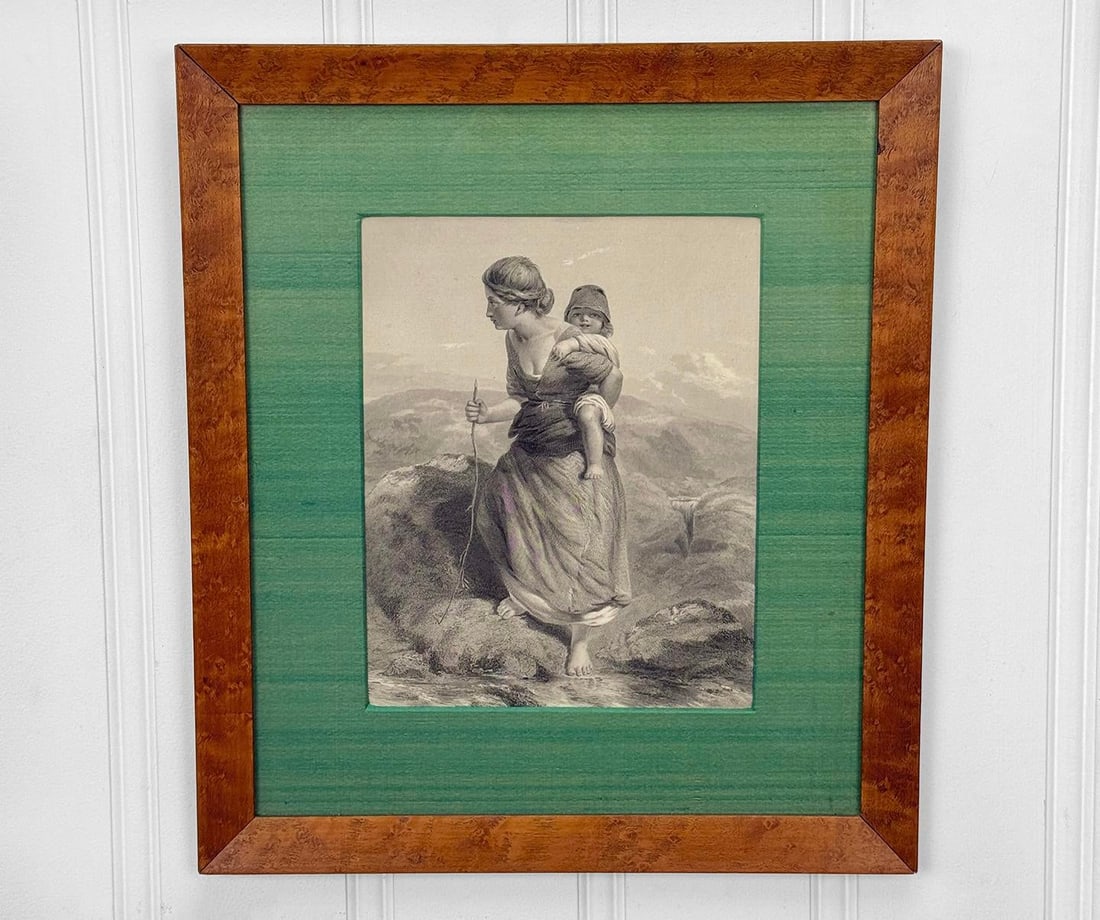 Antique Outsider "The Mountaineer" Mother & Child Engraving Art by Paul Falconer Poole - 2