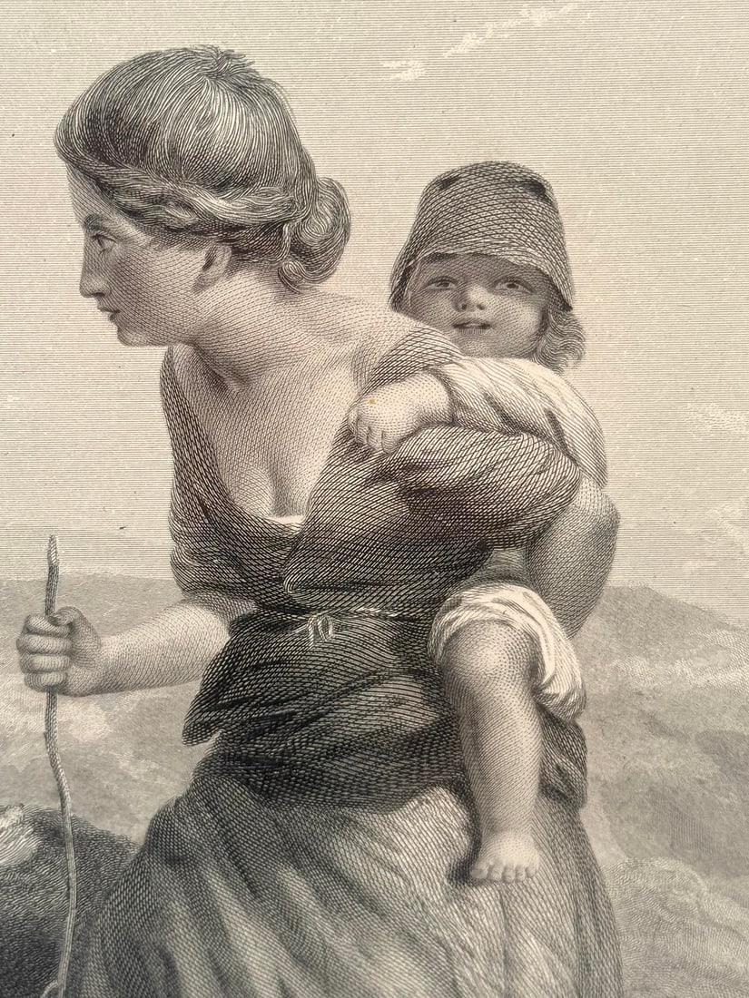 Antique Outsider "The Mountaineer" Mother & Child Engraving Art by Paul Falconer Poole - 8