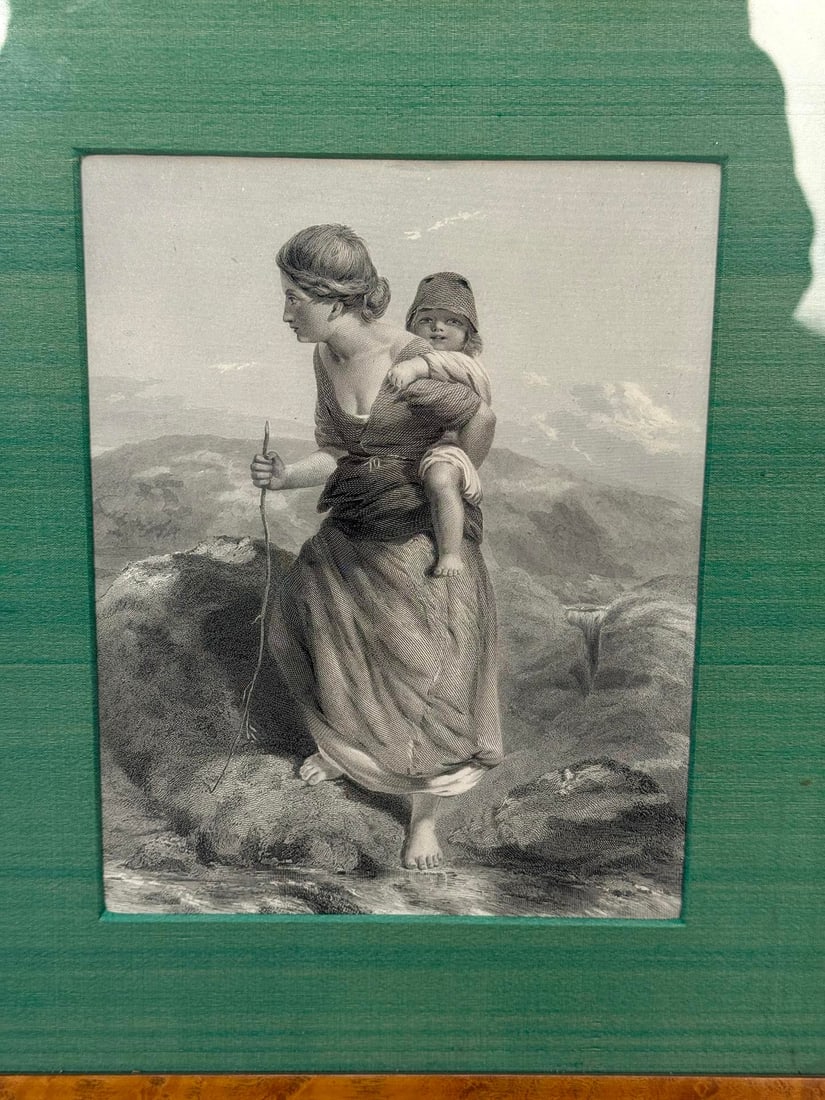 Antique Outsider "The Mountaineer" Mother & Child Engraving Art by Paul Falconer Poole - 9