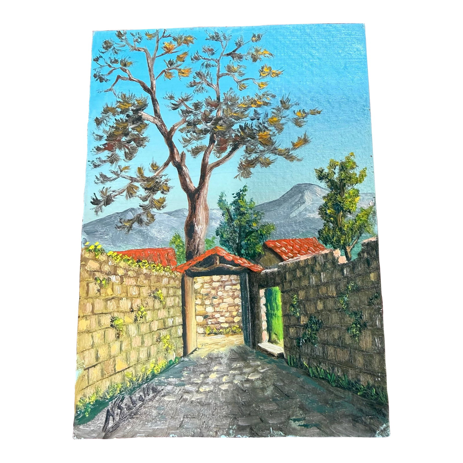 Vintage Oil Painting on Board Italian Landscape Signed (1 of 4)