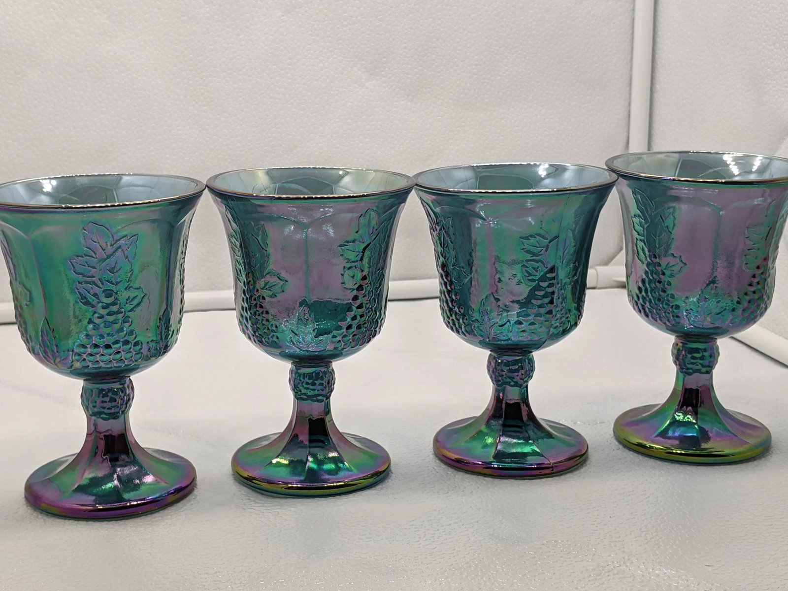 Vintage Indiana Grape Harvest Blue Carnival Water Goblets- Set of 4 - 2