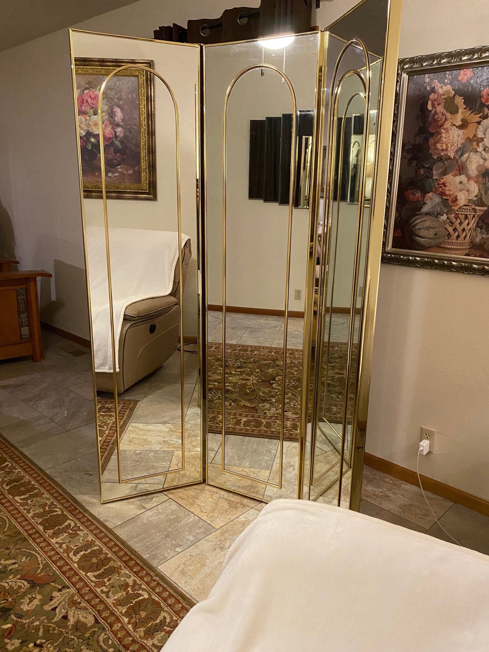 Mid-Century Modern Tri-Panel Dual-Sided Full Length Mirror - 6