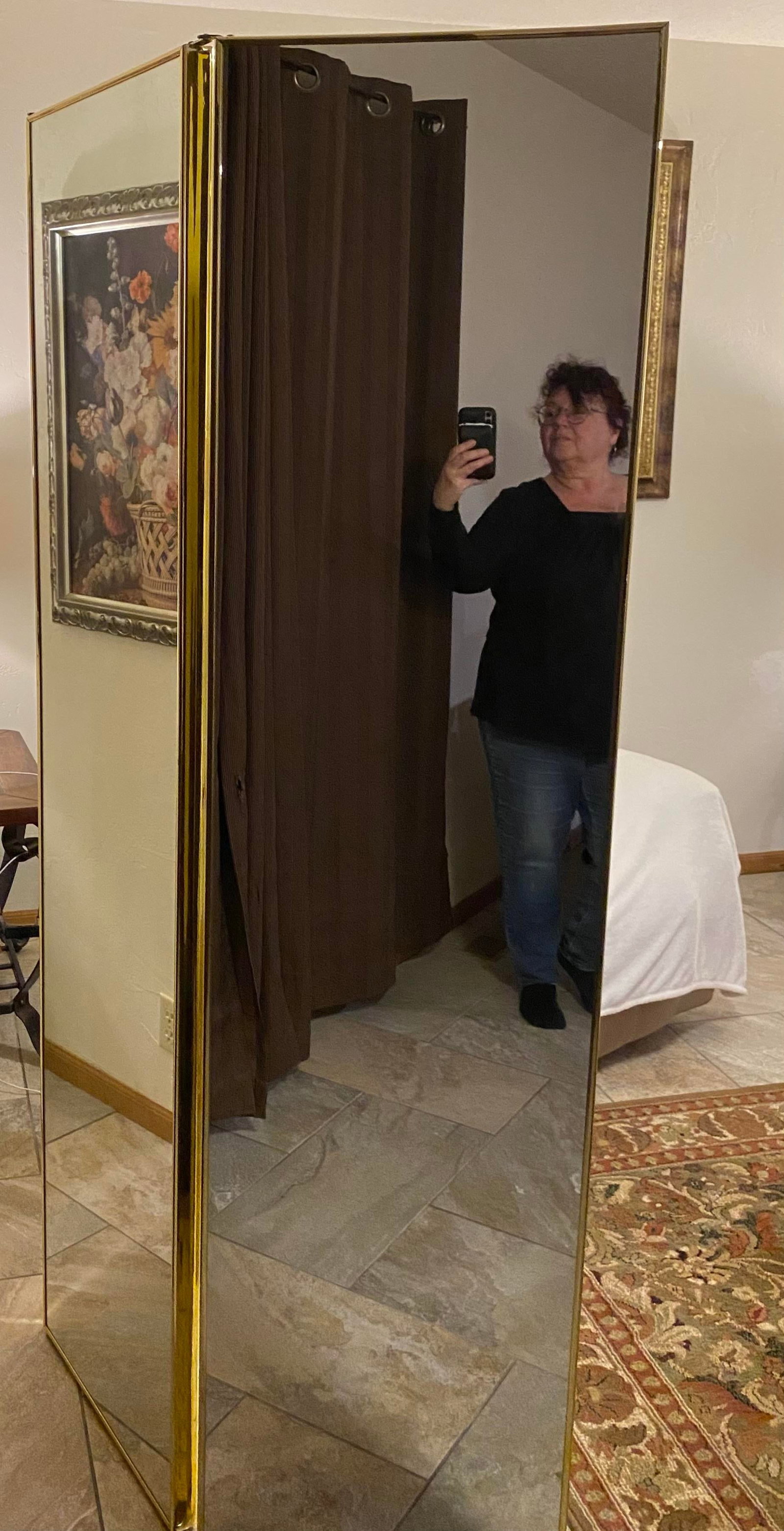 Mid-Century Modern Tri-Panel Dual-Sided Full Length Mirror - 8