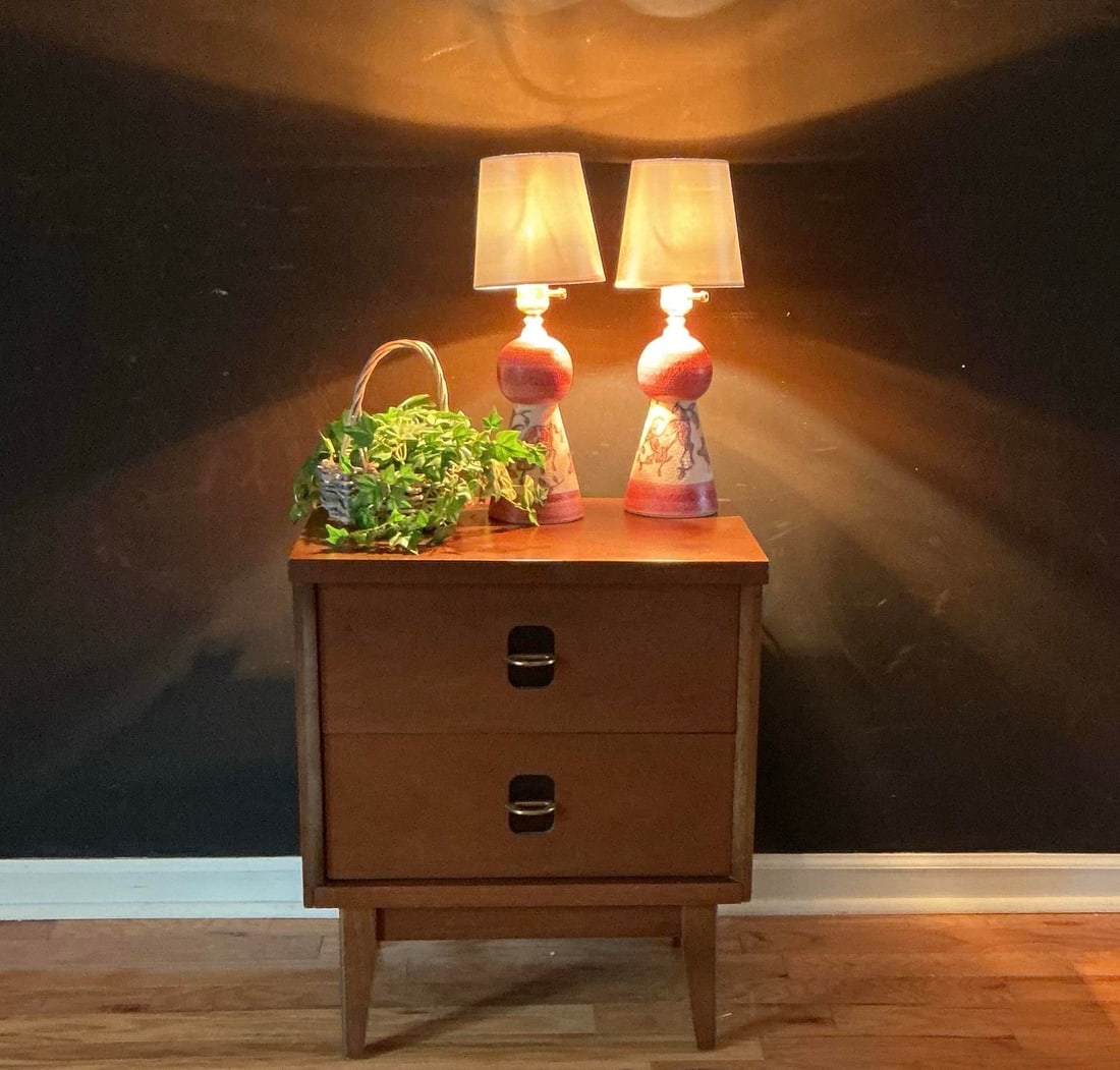 Pair Vintage Italian Art Sgraffito Pottery Table Lamps by Fratelli Fanciullacci, 1950s-1960s - 12
