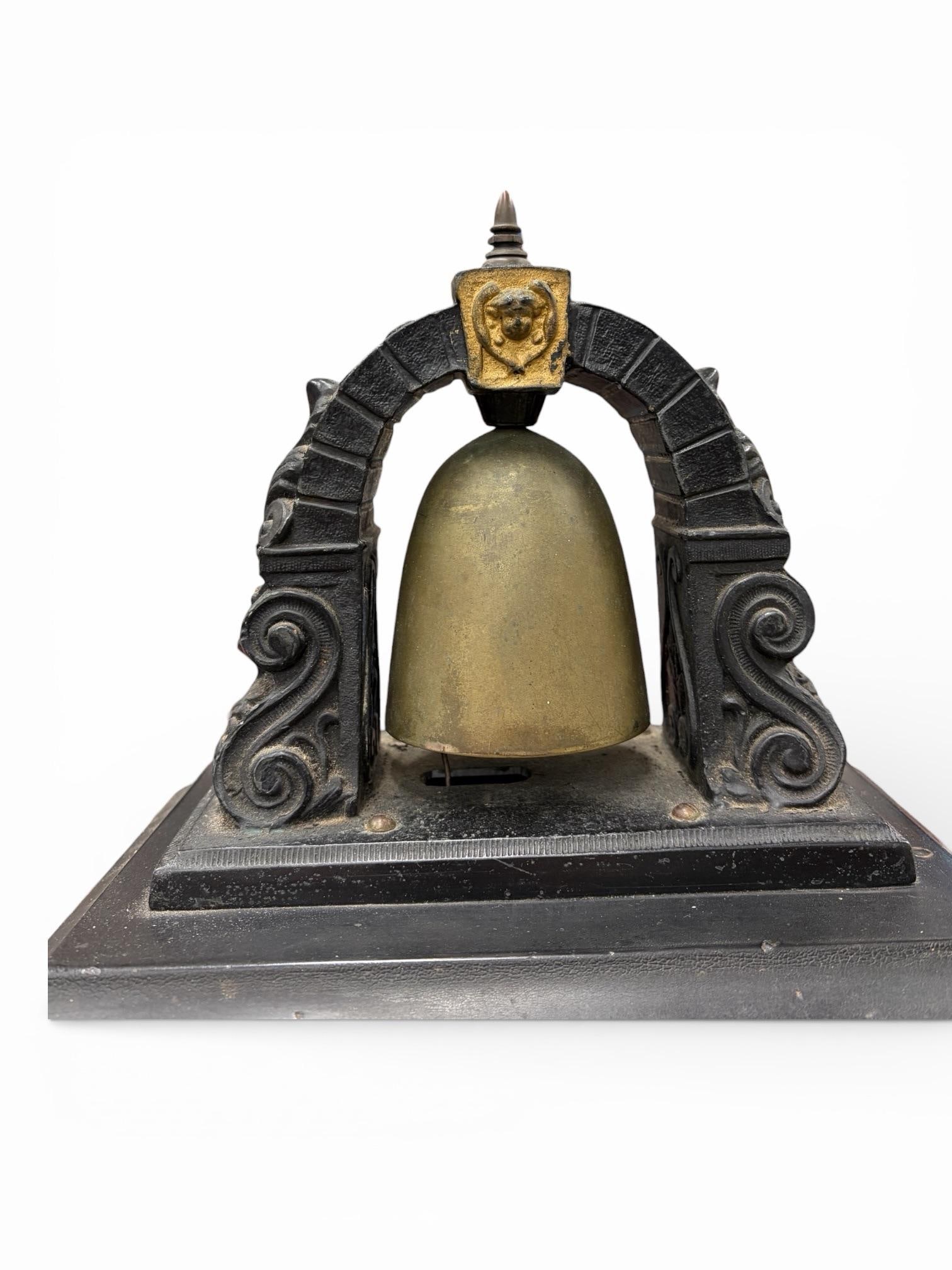 1903 Gilbert Bell Top Mantel Clock With Brass Bell, Original Key - 12