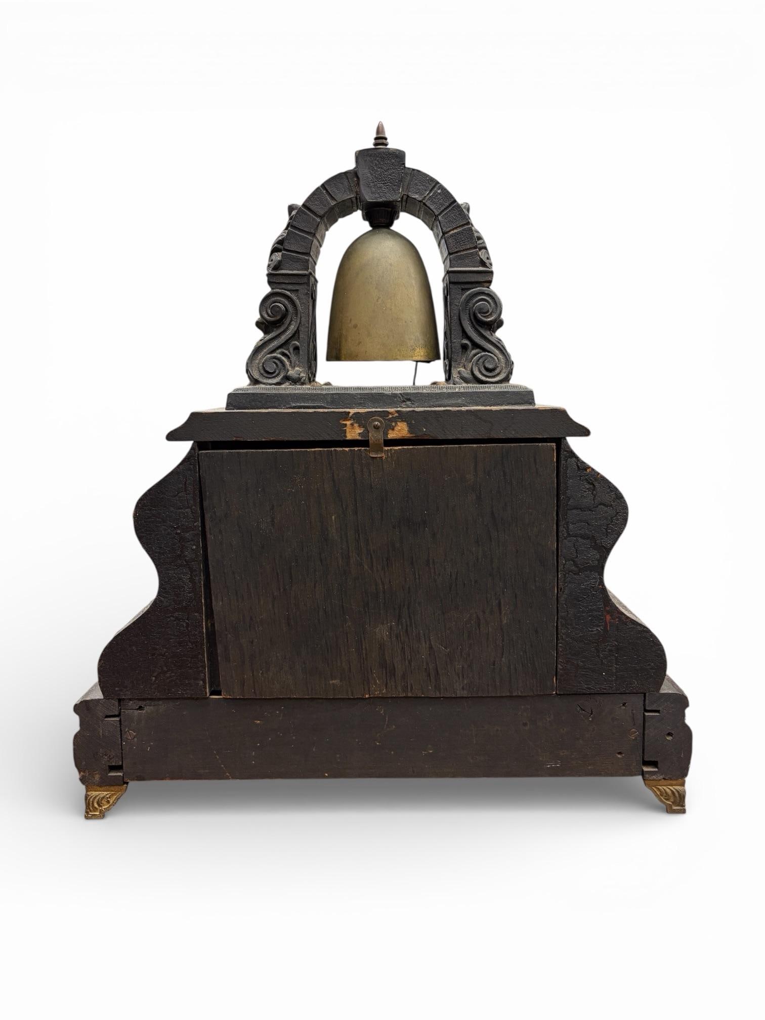 1903 Gilbert Bell Top Mantel Clock With Brass Bell, Original Key - 2