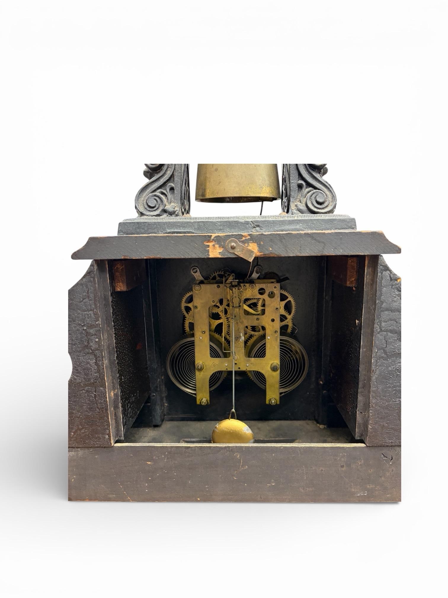 1903 Gilbert Bell Top Mantel Clock With Brass Bell, Original Key - 3