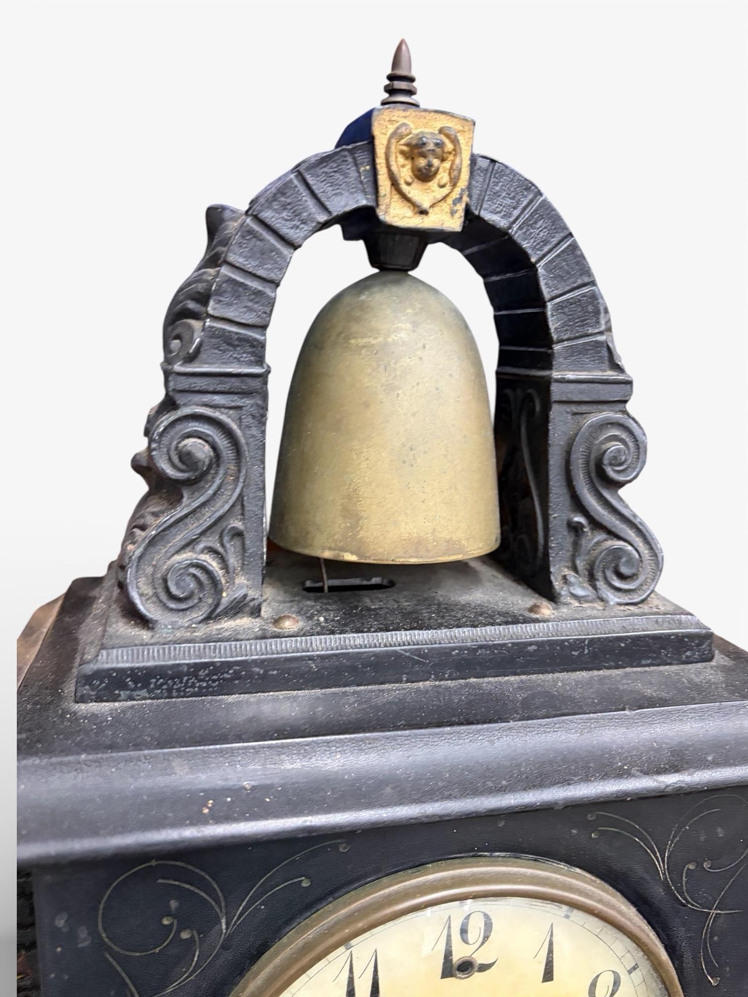 1903 Gilbert Bell Top Mantel Clock With Brass Bell, Original Key - 5