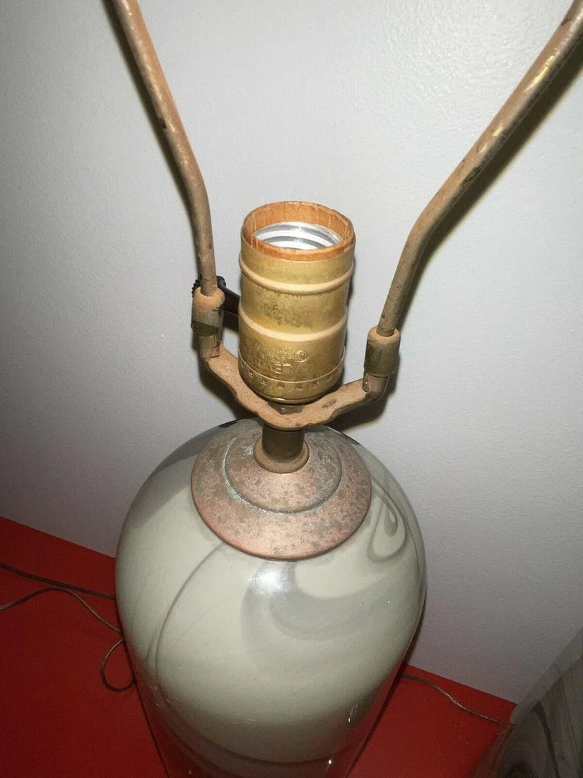 1989 Glasslight Studio Postmodern Swirled Art Glass Table Lamps - a Pair - 7