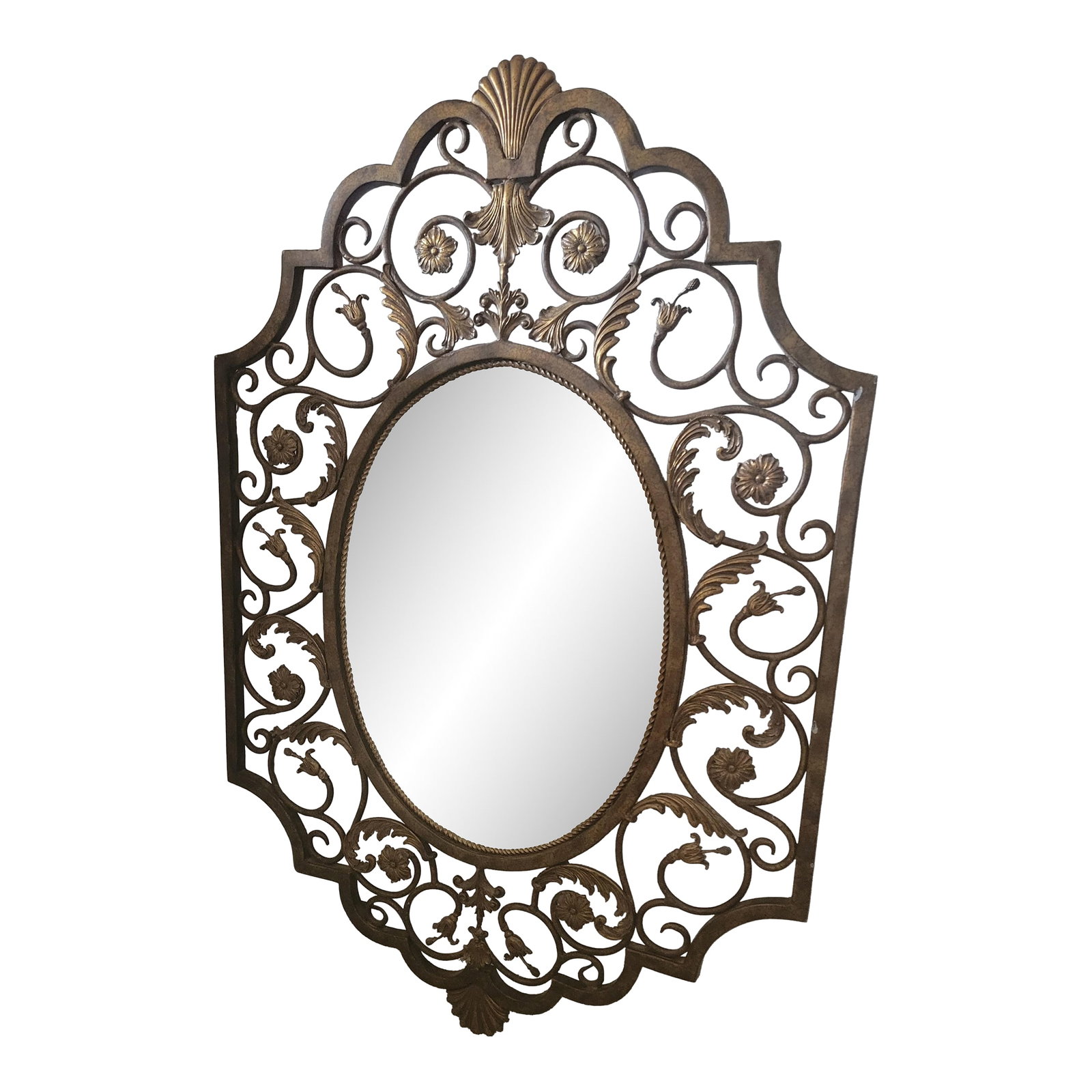 Maitland-Smith Monumental Gilt Iron Oval Mirror - 47" X 32" (1 of 9)