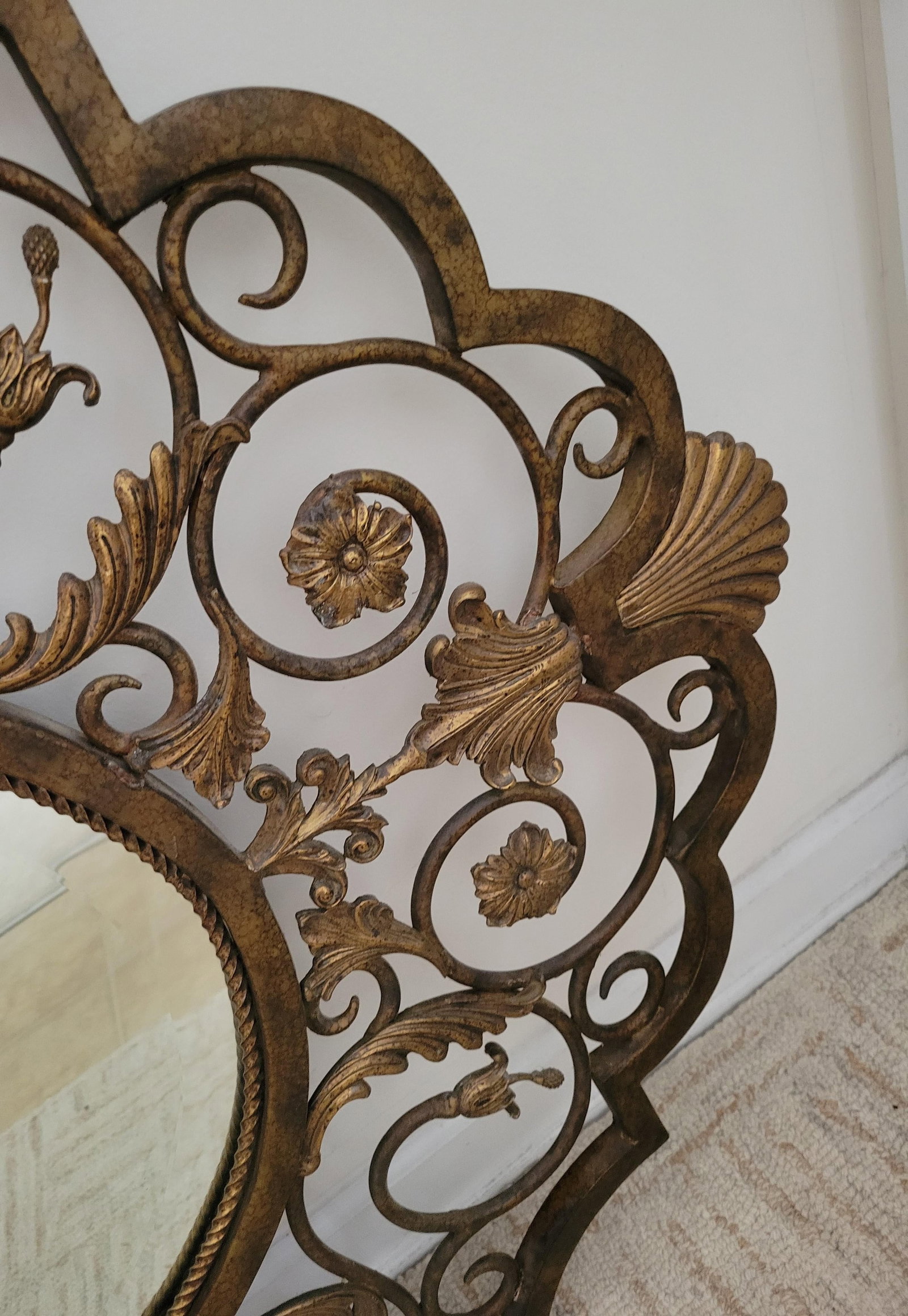 Maitland-Smith Monumental Gilt Iron Oval Mirror - 47" X 32" - 3
