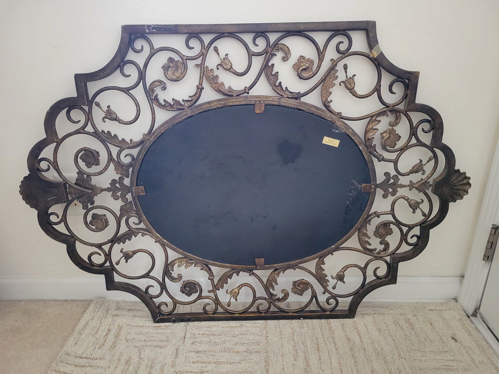 Maitland-Smith Monumental Gilt Iron Oval Mirror - 47" X 32" - 9