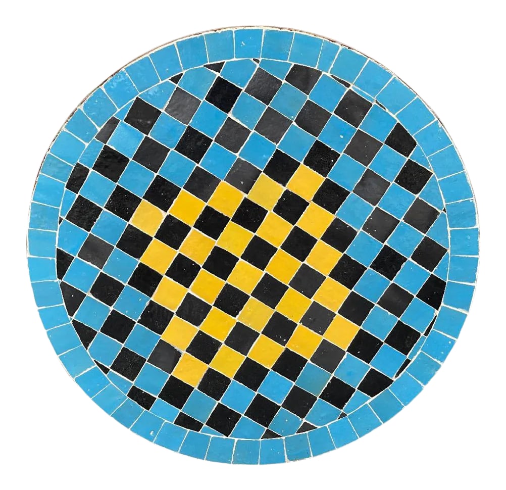 Moroccan Ceramic Tile Round Table Top: Moroccans have been designing these tile tops for centuries and they never fail to be a staple in the design world. Moroccans don't have access to a vast quantity of quality raw materials like other