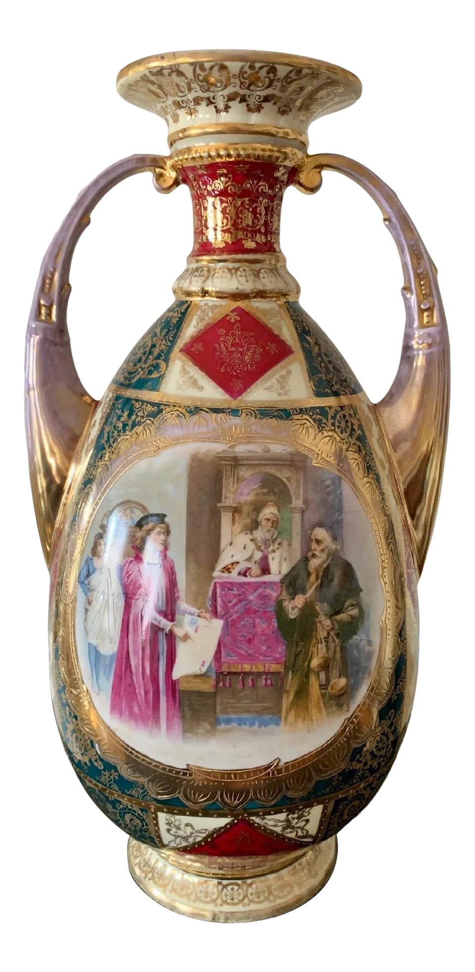 Vintage Royal Vienna-Style Shield/Beehive Marked Austrian Vase: Vintage Royal Vienna style Austrian Vase, hand-painted and marked with beehive/shield. By Ackermann & Fritz. Beautiful detail. Very lightweight and delicate. Excellent condition!on! Condition: