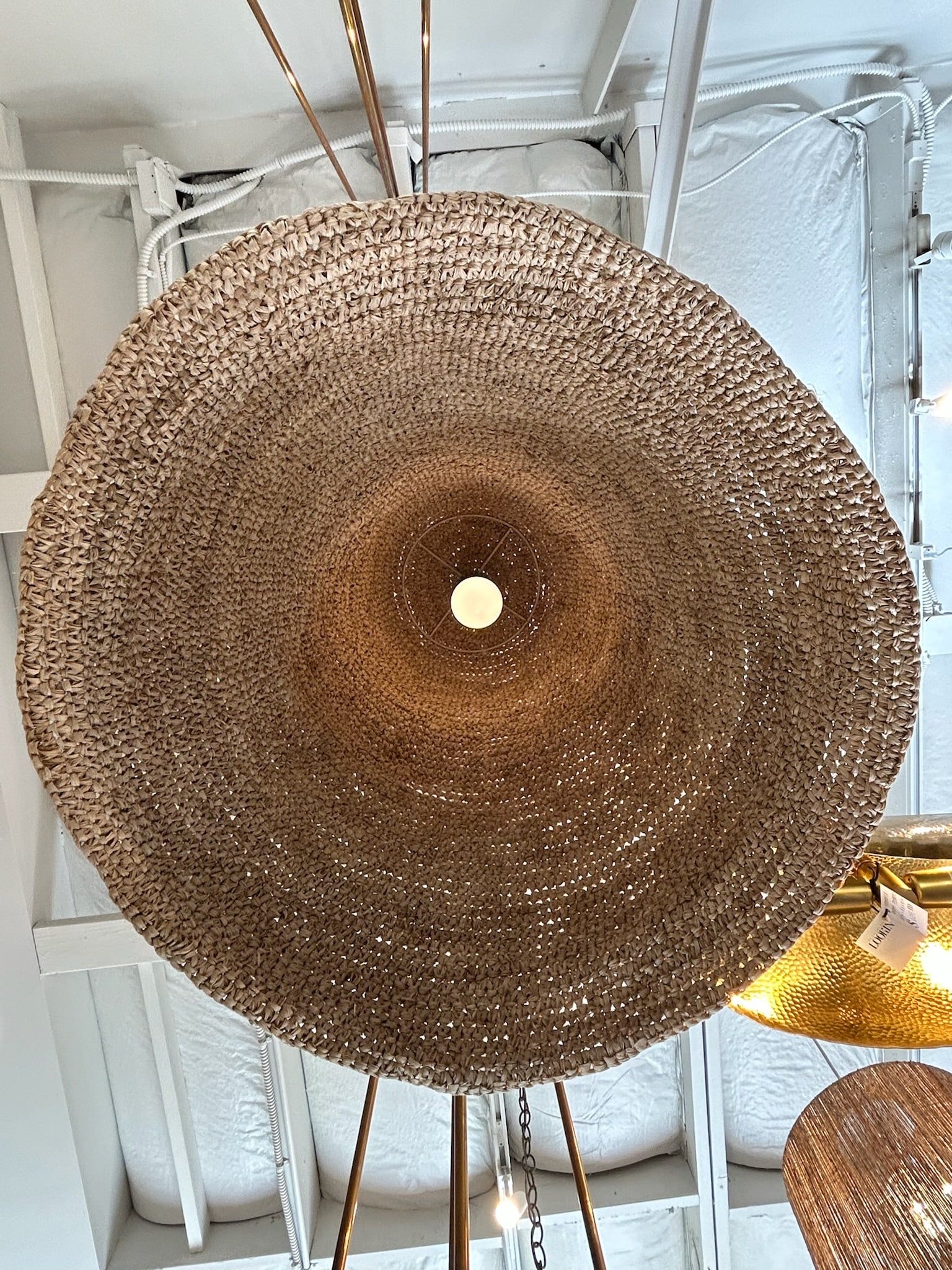 Late 20th Century Large Natural Woven Basket Pendant Light - 7