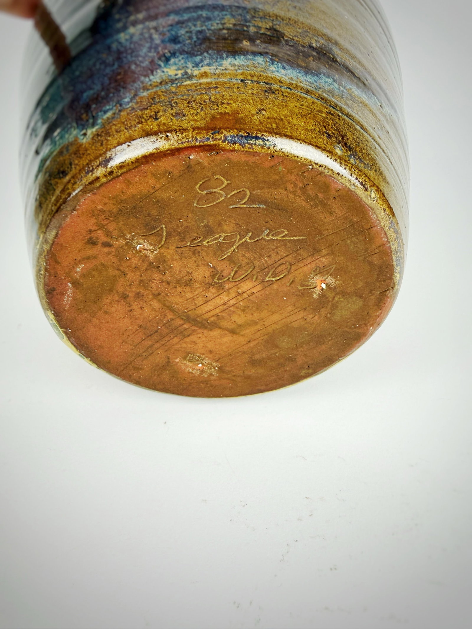 1982 Signed Studio Pottery Jug - Teague (w.d.g.) - Glazed Stoneware - 10