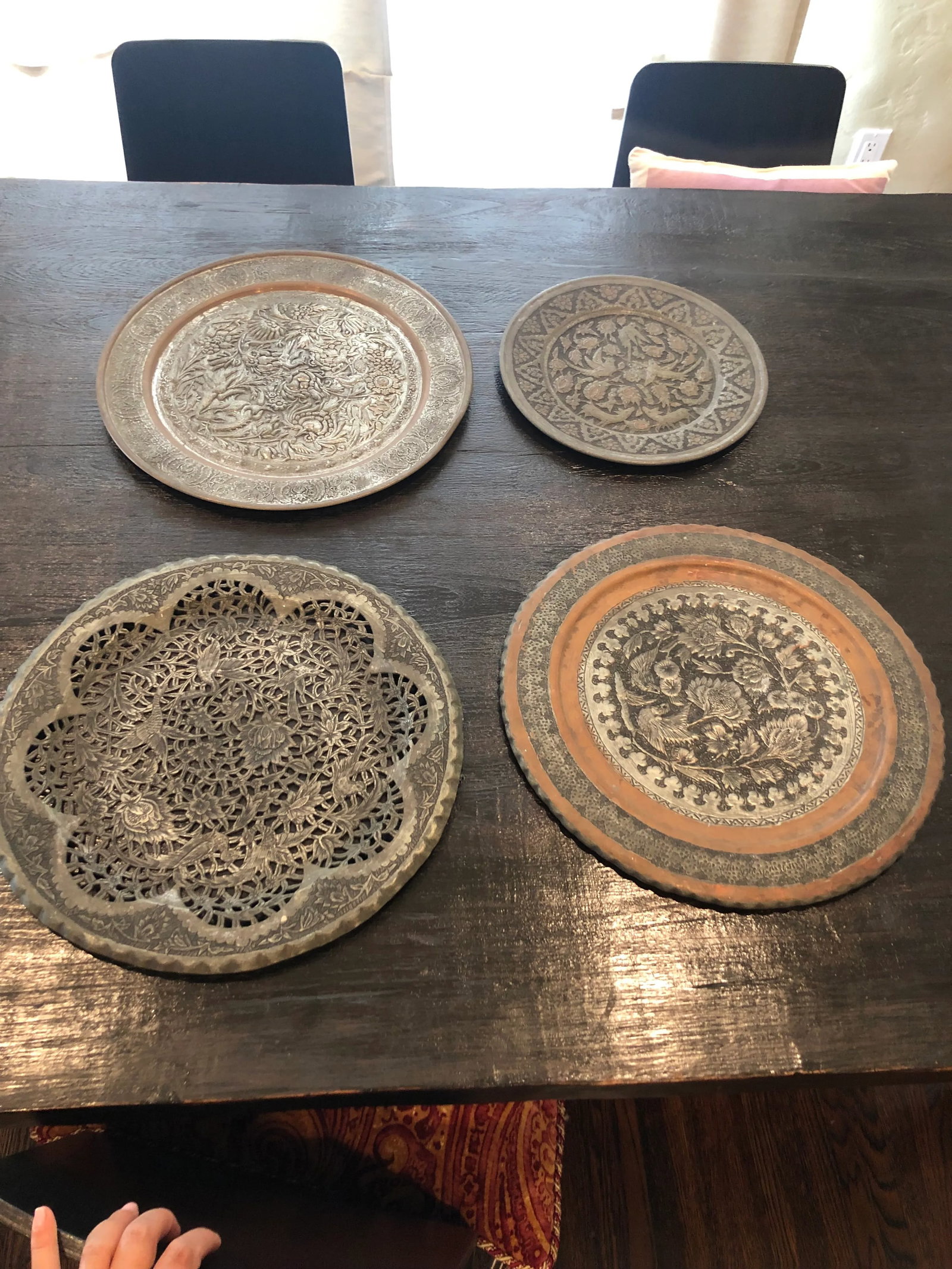 1960s Middle Eastern Silver Wall Trays - Set of 4 - 11
