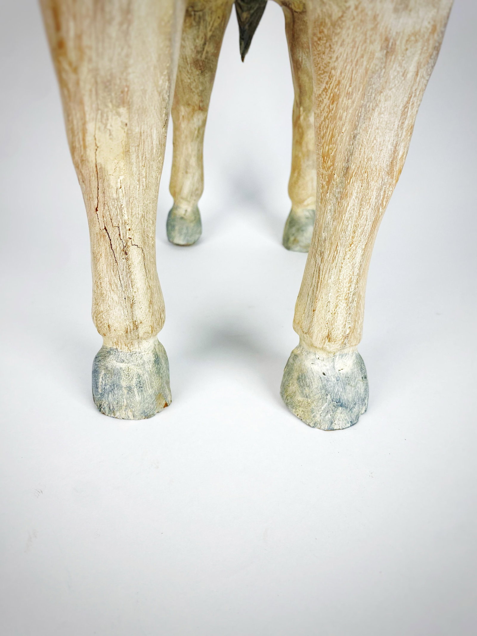 Large Vintage Balinese Carved Wood Horse Sculpture - 21'' Pastel Saddle Decor - 11