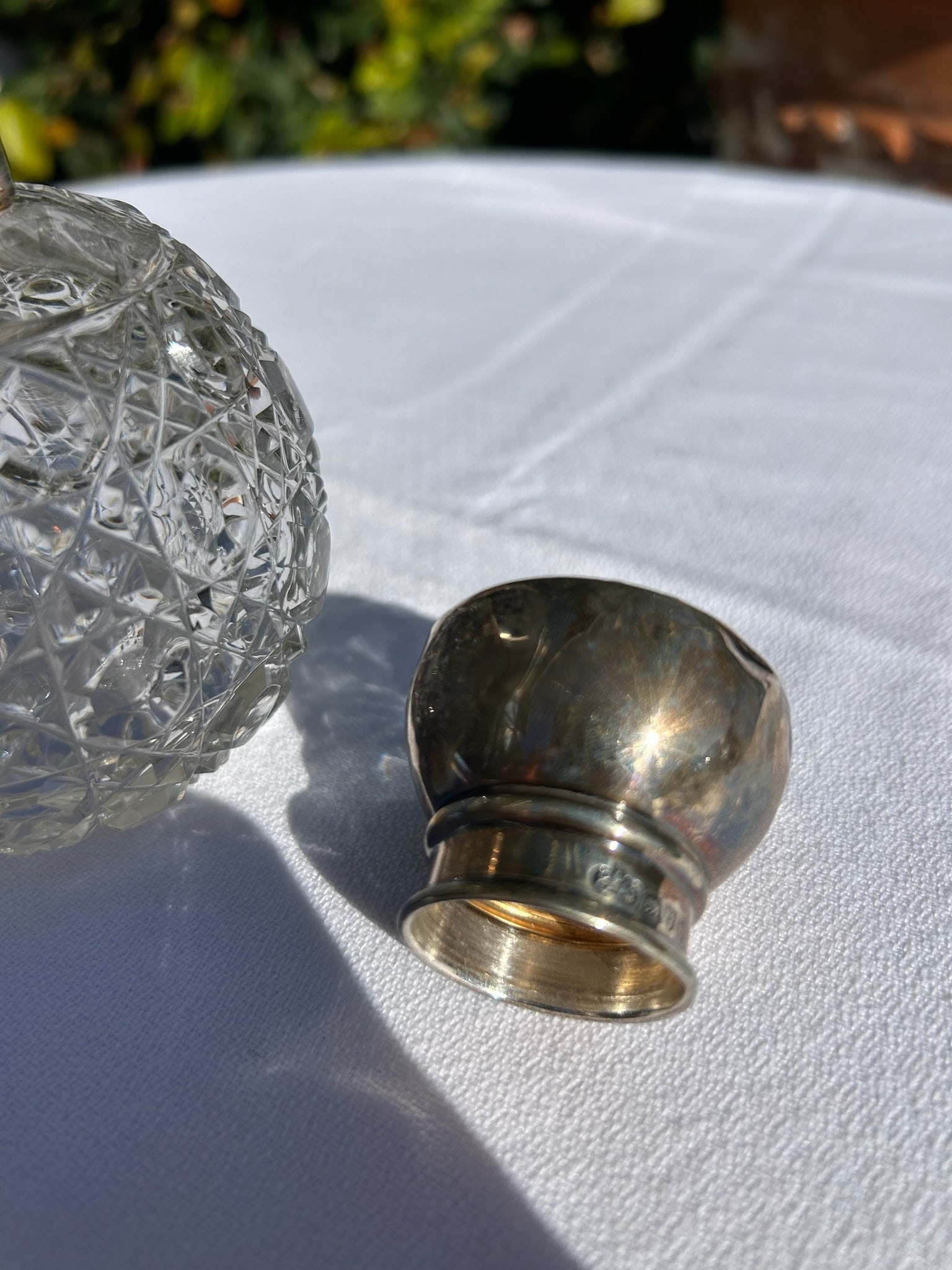 Vintage Sterling Silver & Cut Crystal Perfume Bottle - 10