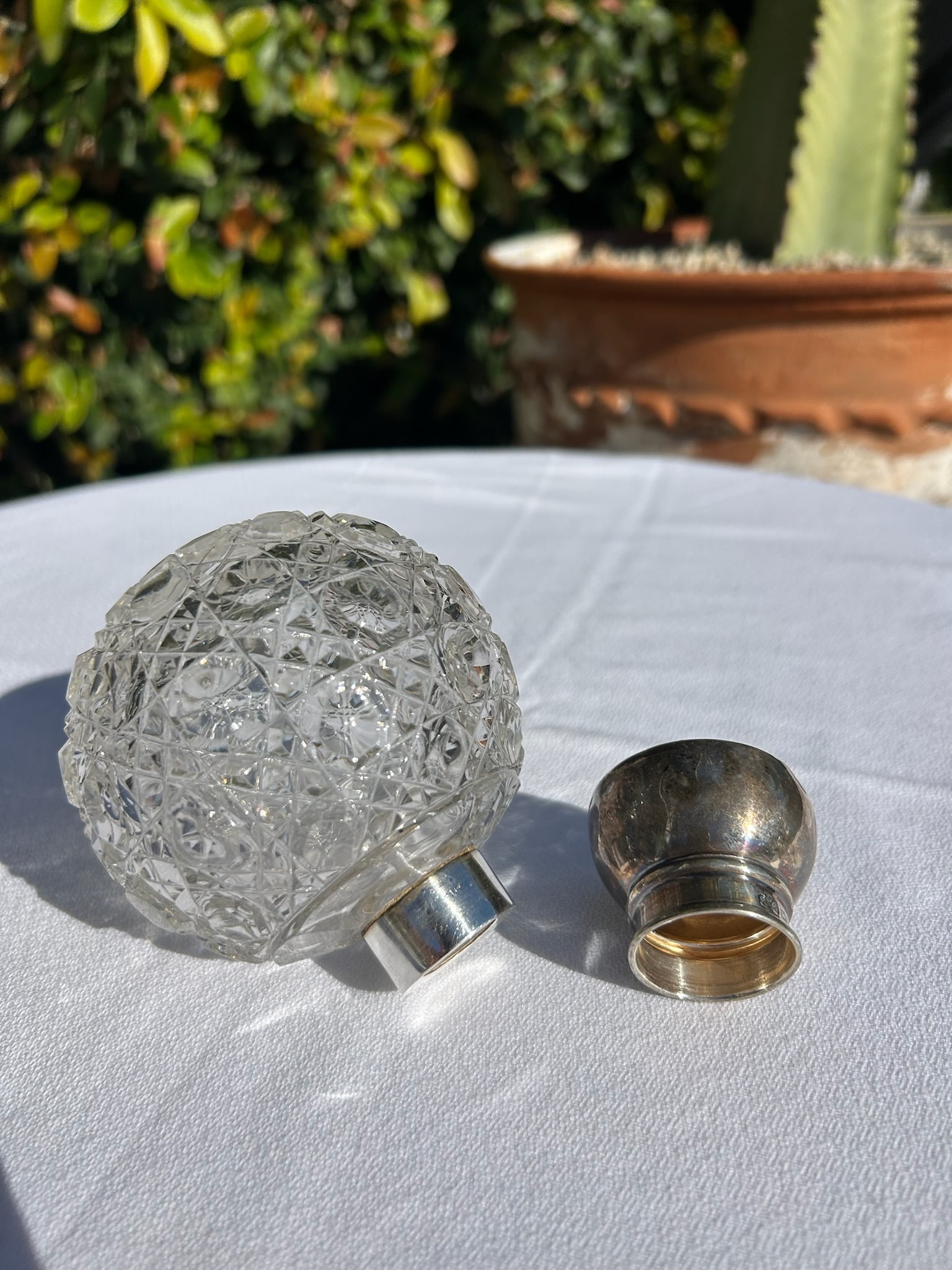 Vintage Sterling Silver & Cut Crystal Perfume Bottle - 11
