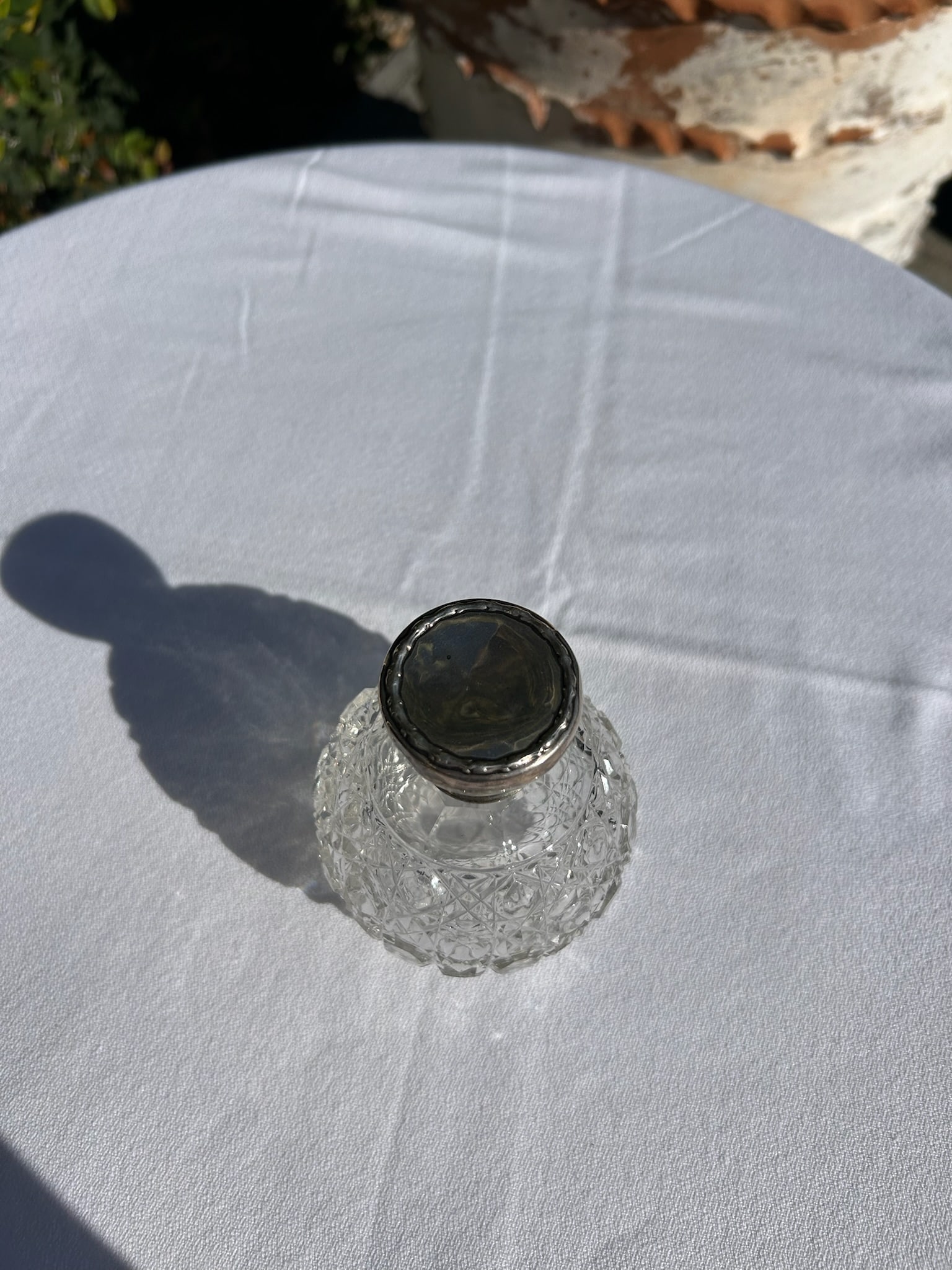 Vintage Sterling Silver & Cut Crystal Perfume Bottle - 3