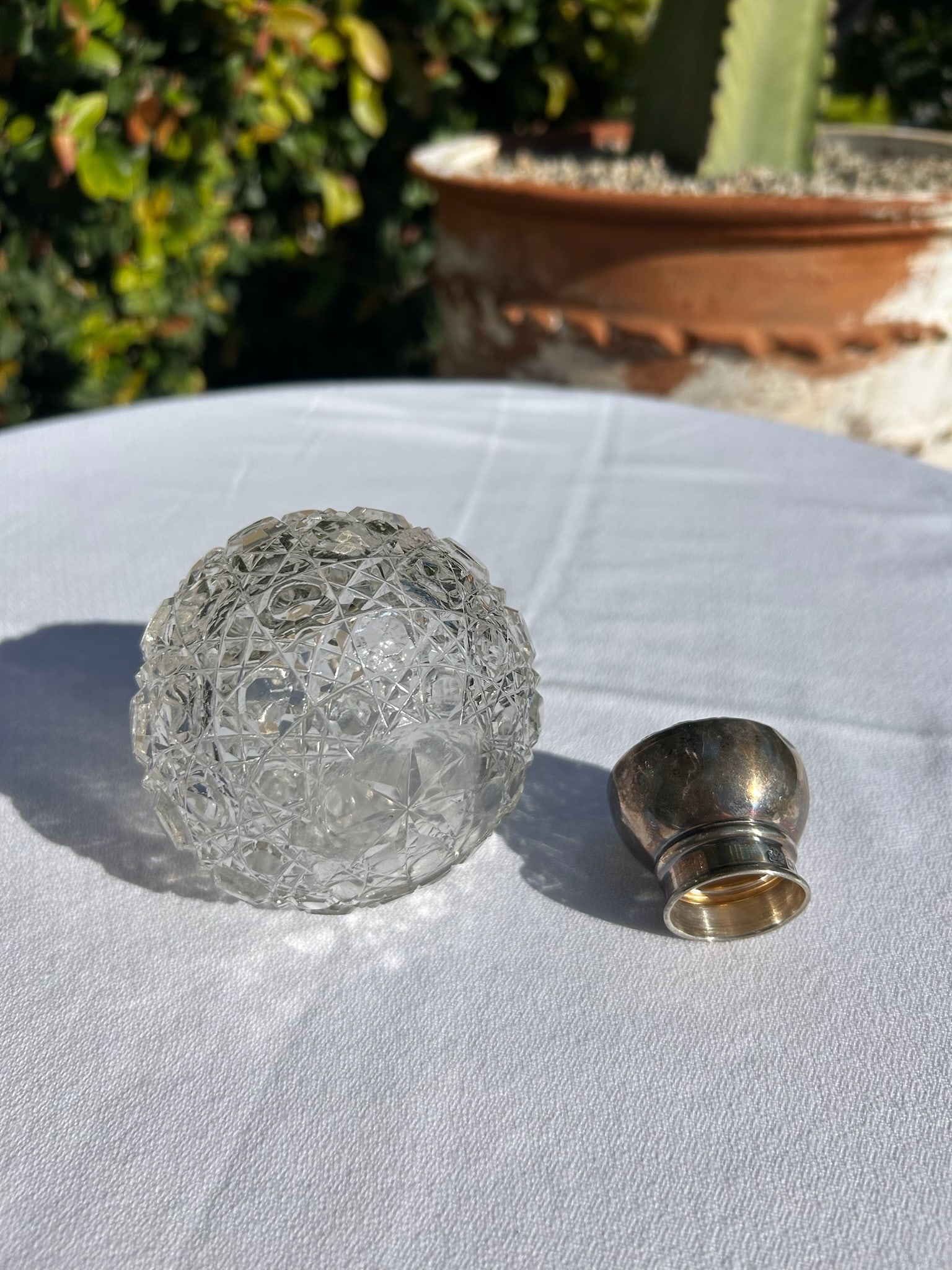 Vintage Sterling Silver & Cut Crystal Perfume Bottle - 4