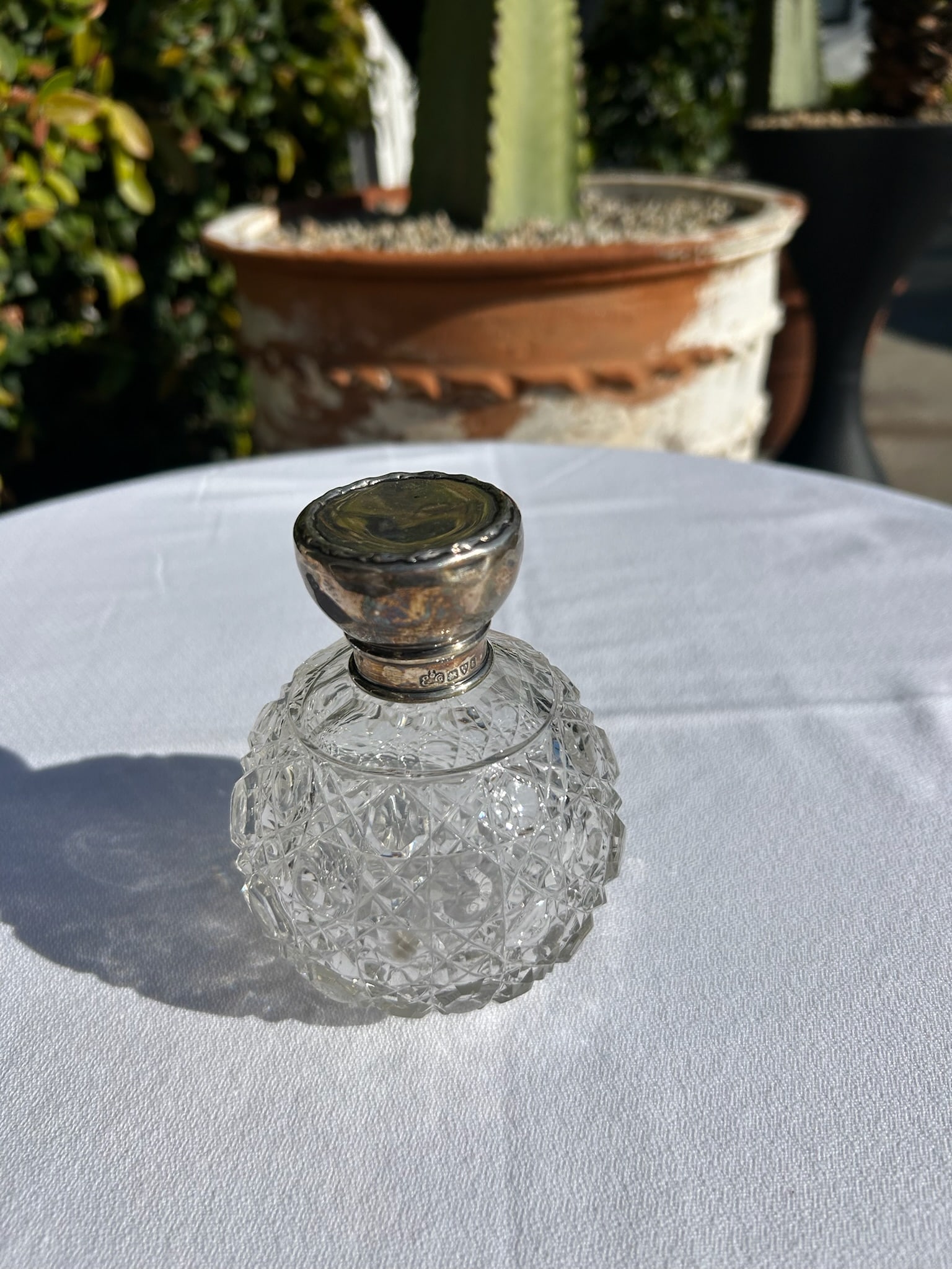 Vintage Sterling Silver & Cut Crystal Perfume Bottle - 5