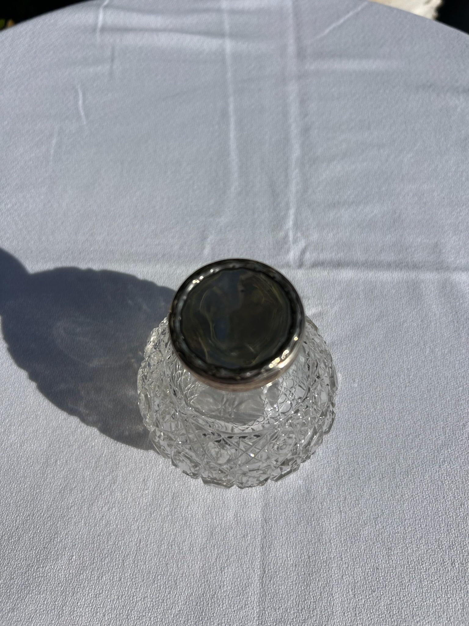 Vintage Sterling Silver & Cut Crystal Perfume Bottle - 7
