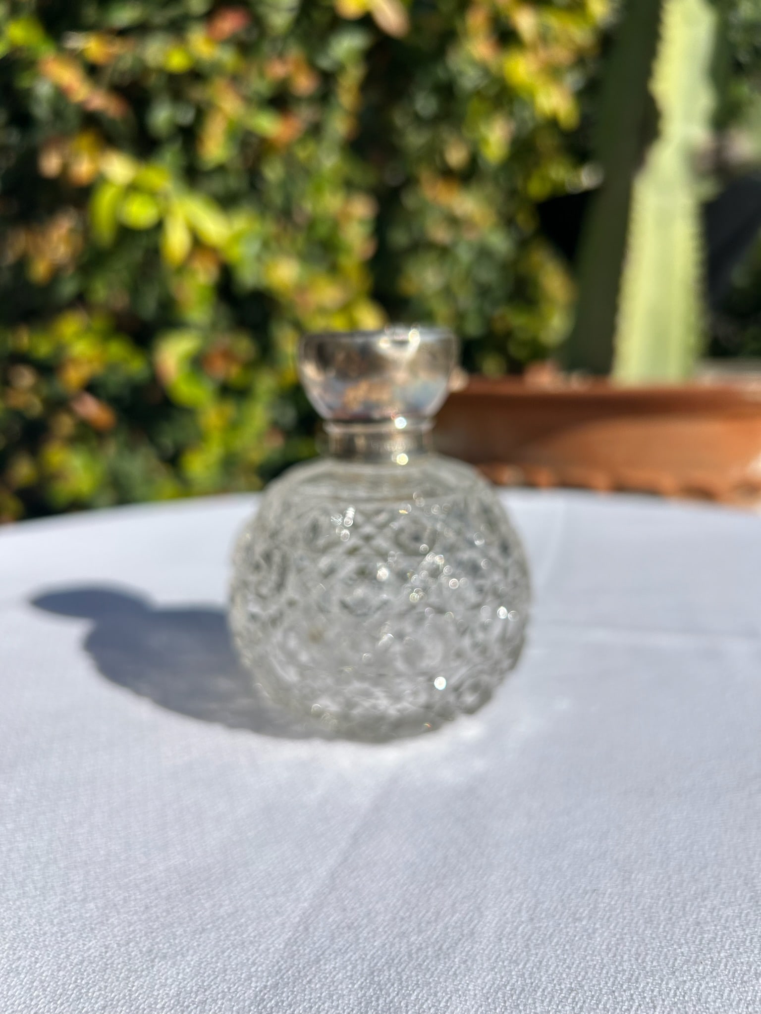 Vintage Sterling Silver & Cut Crystal Perfume Bottle - 8