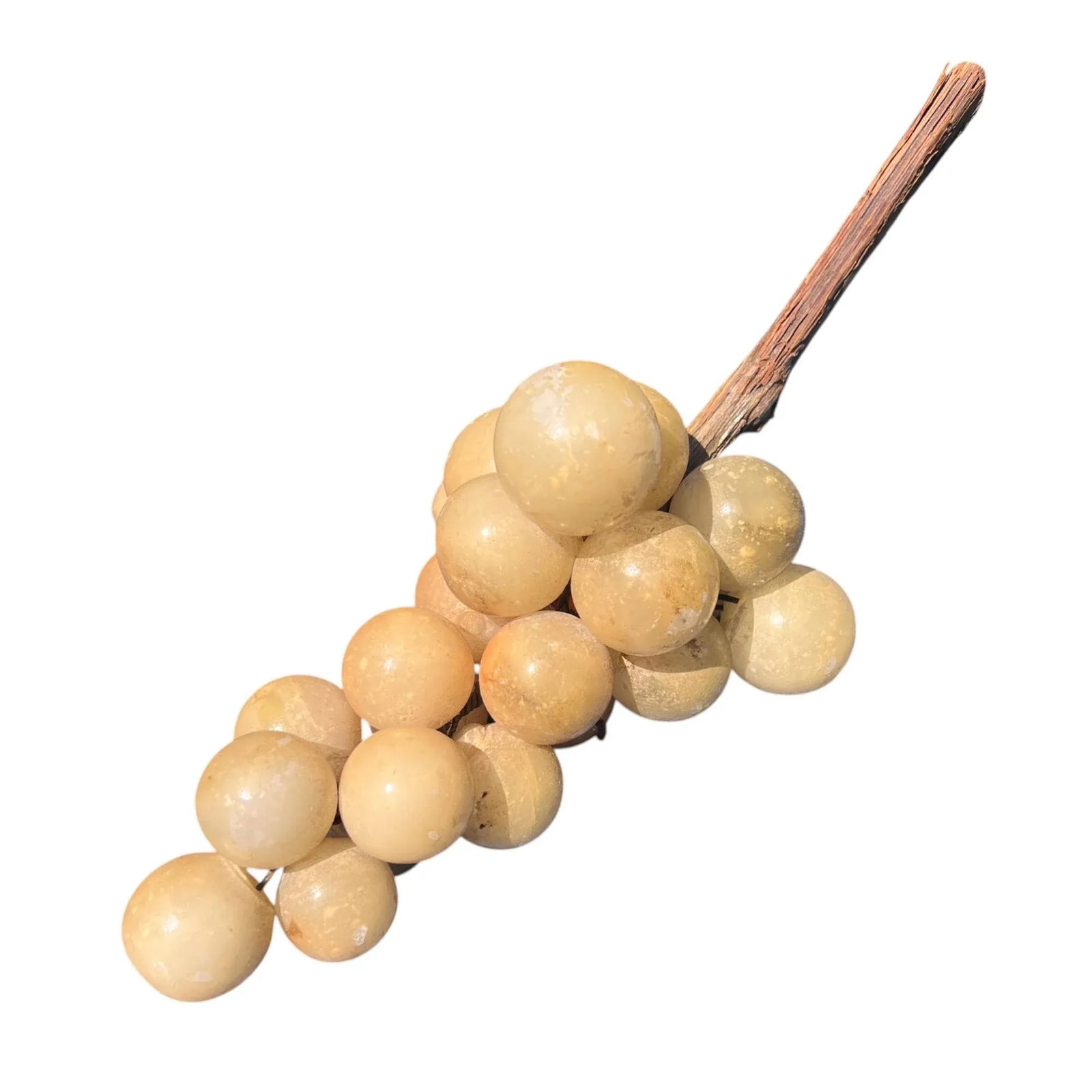 40s Alabaster Grape Cluster From Italy With Real Vine Stem - 7