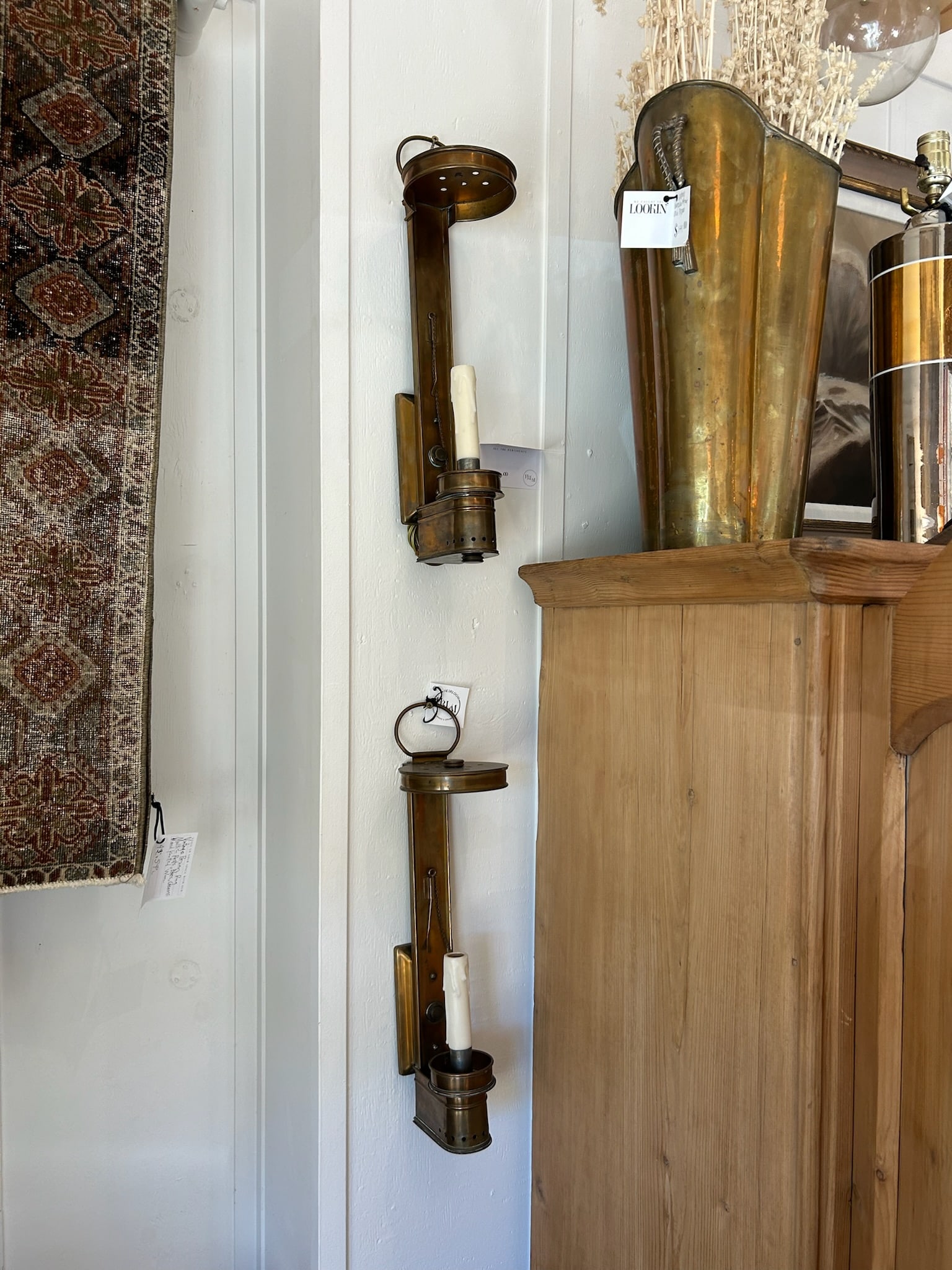 Vintage Brass Wall Sconces With New Wiring - a Pair - 7
