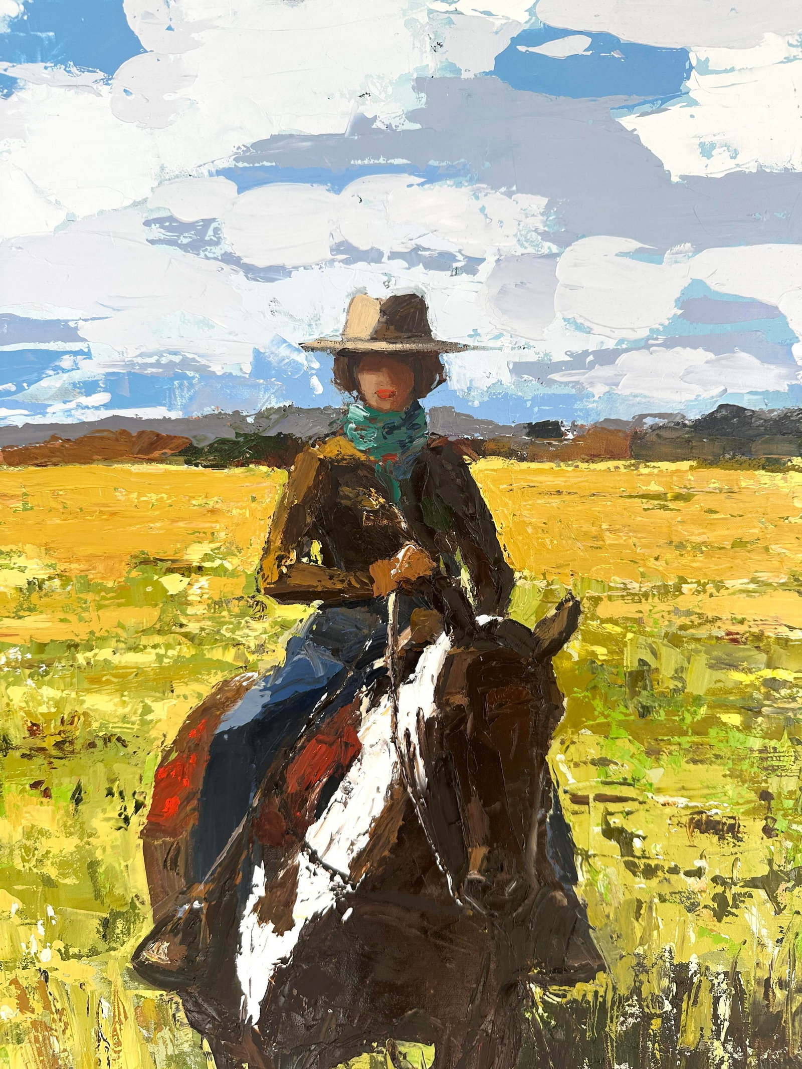 "Ochre Fields" Modern Original Oil Painting, by Jennifer Hohlfelder - 4