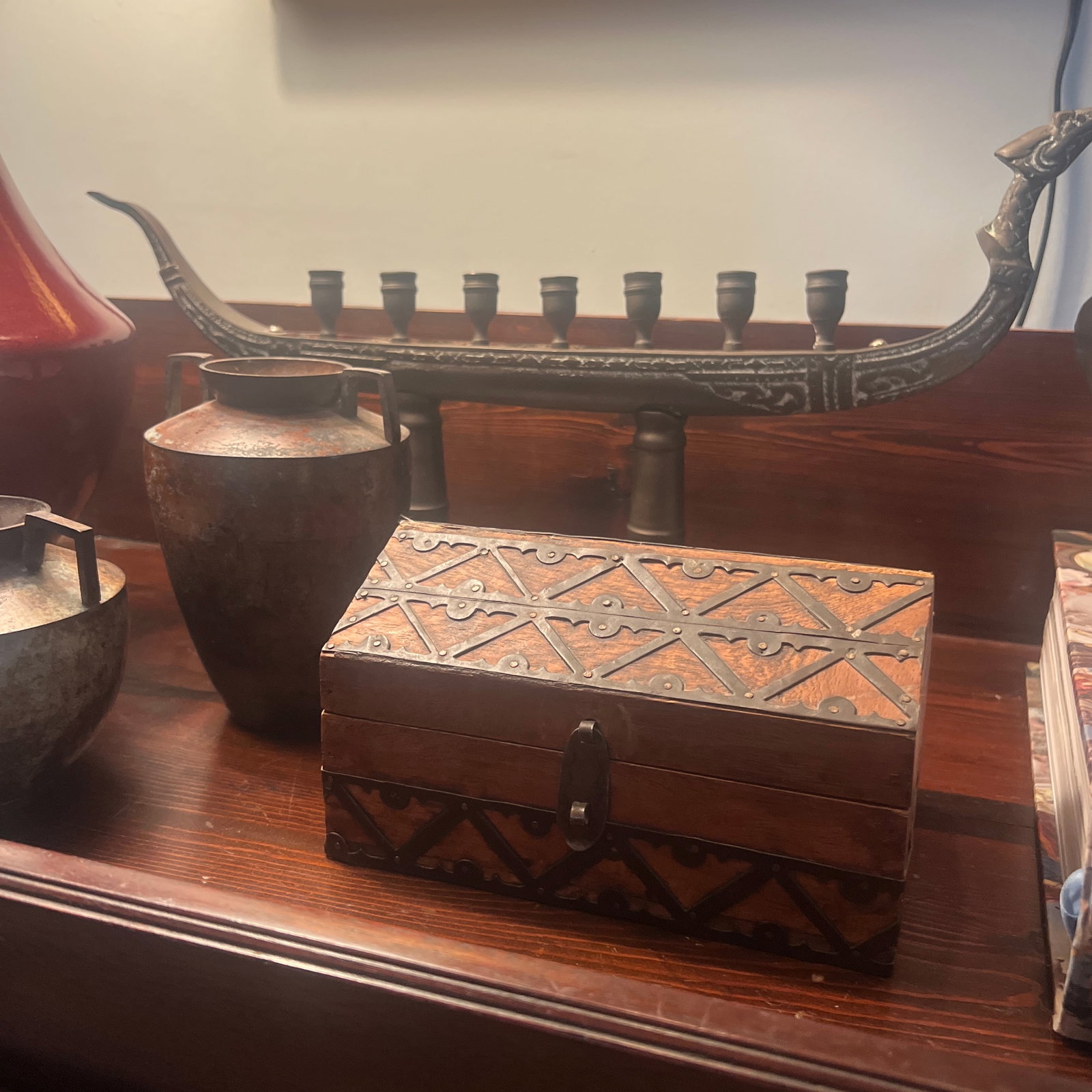 1980s Indian Wooden & Metal Box - 6