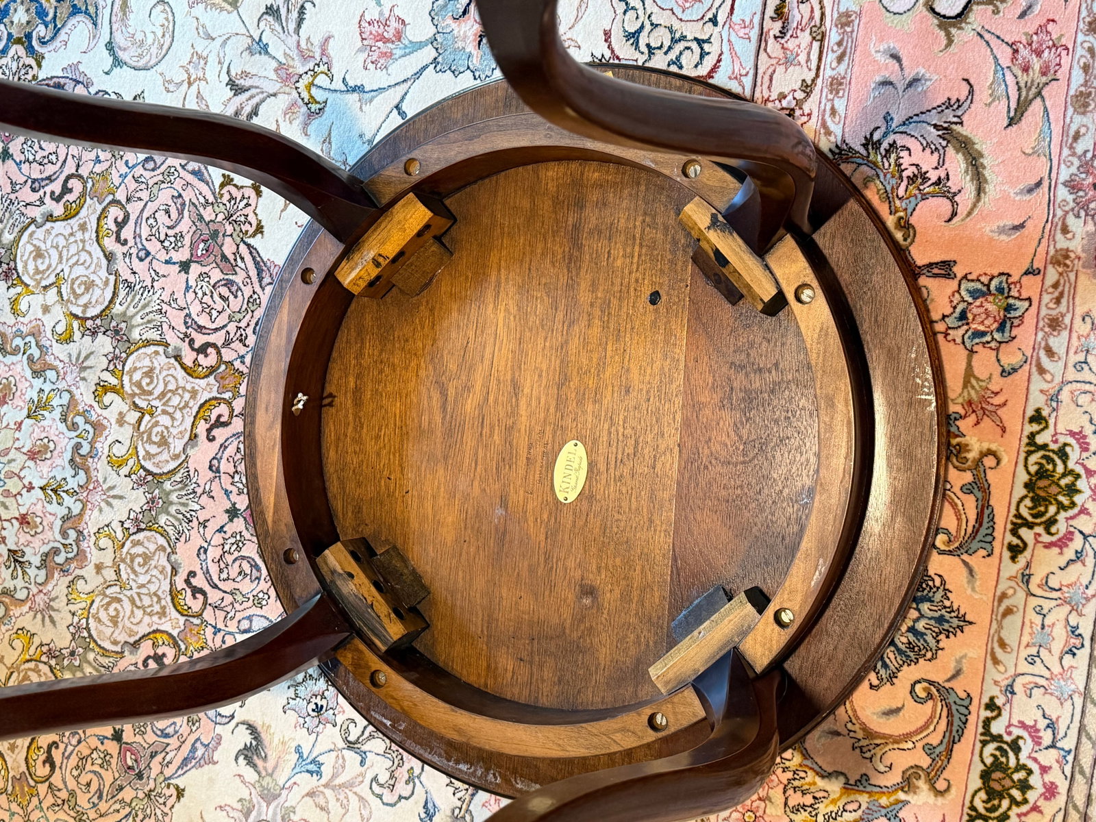 Late 20th Century Pair of Kindel Mahogany Round Side Tables With Floral Inlay - 6