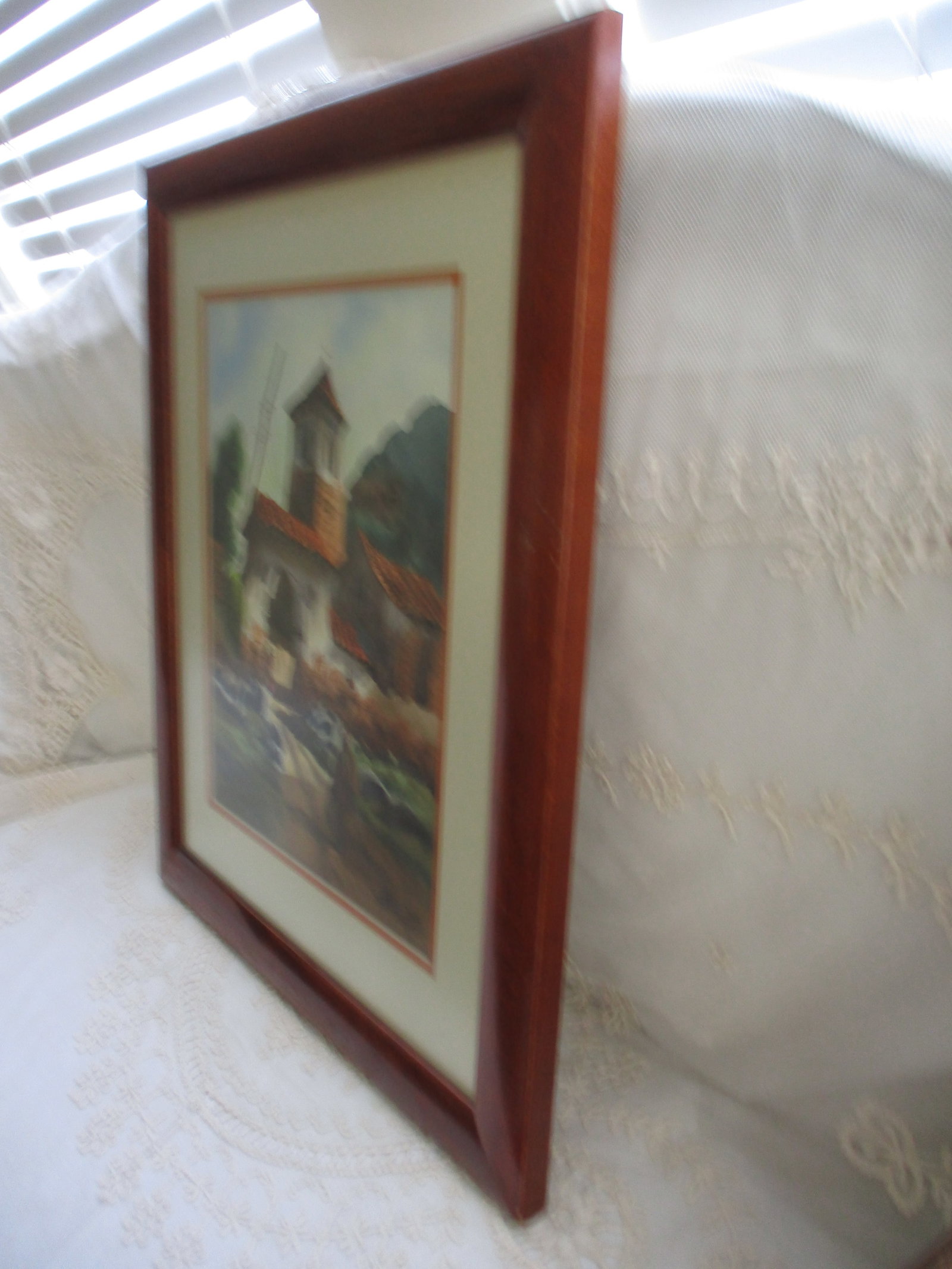 Vintage 1984 Colombia, South America Signed Watercolor of Village Church Framed - 4