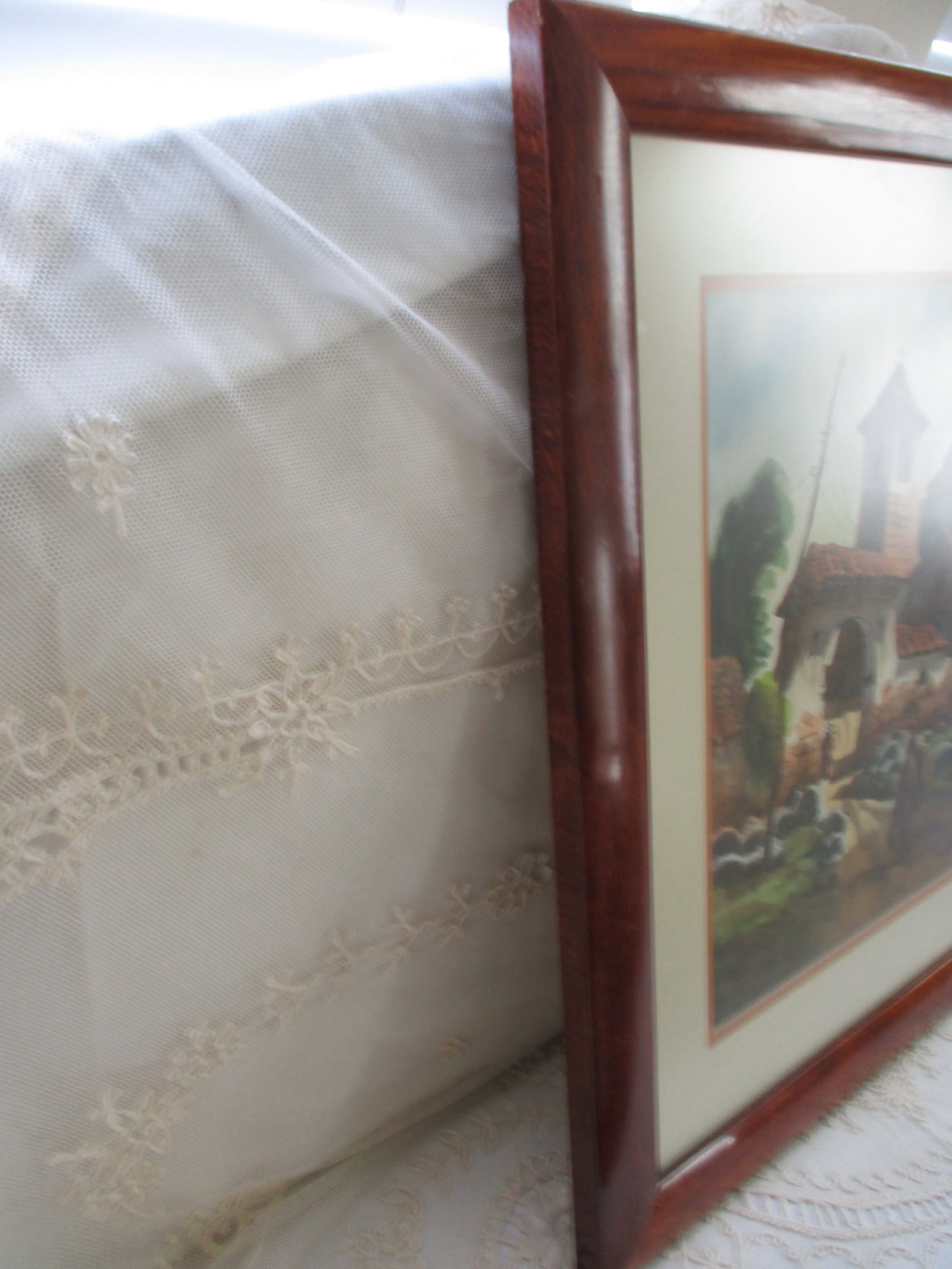 Vintage 1984 Colombia, South America Signed Watercolor of Village Church Framed - 5