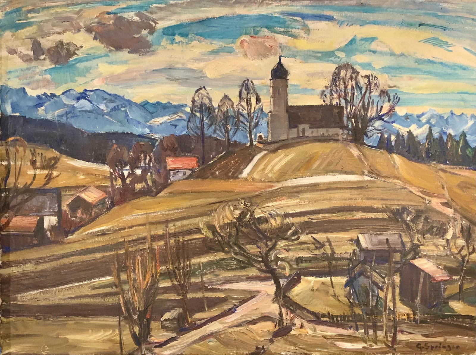 Vintage Landscape Oil on Canvas by Greta Springer - 2