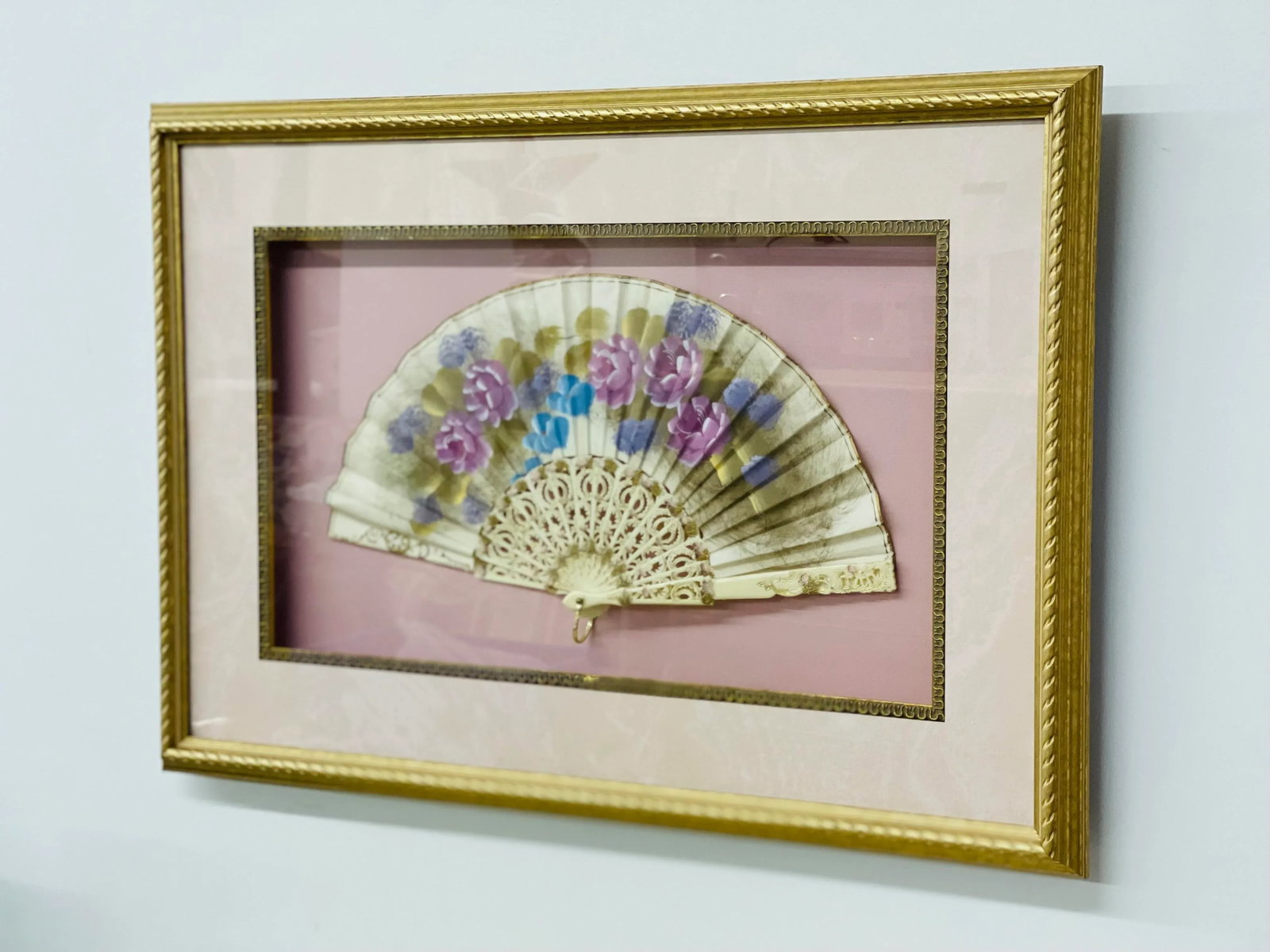 Framed Antique 1800's French Neoclassical French Silk Fan - 2