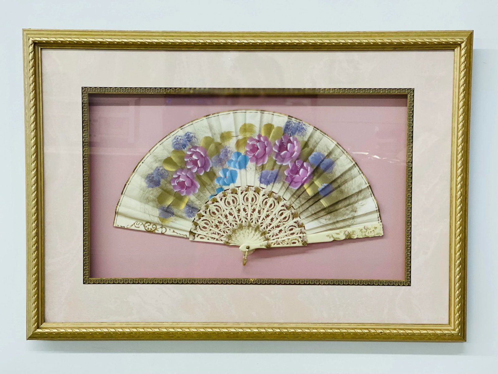 Framed Antique 1800's French Neoclassical French Silk Fan - 5
