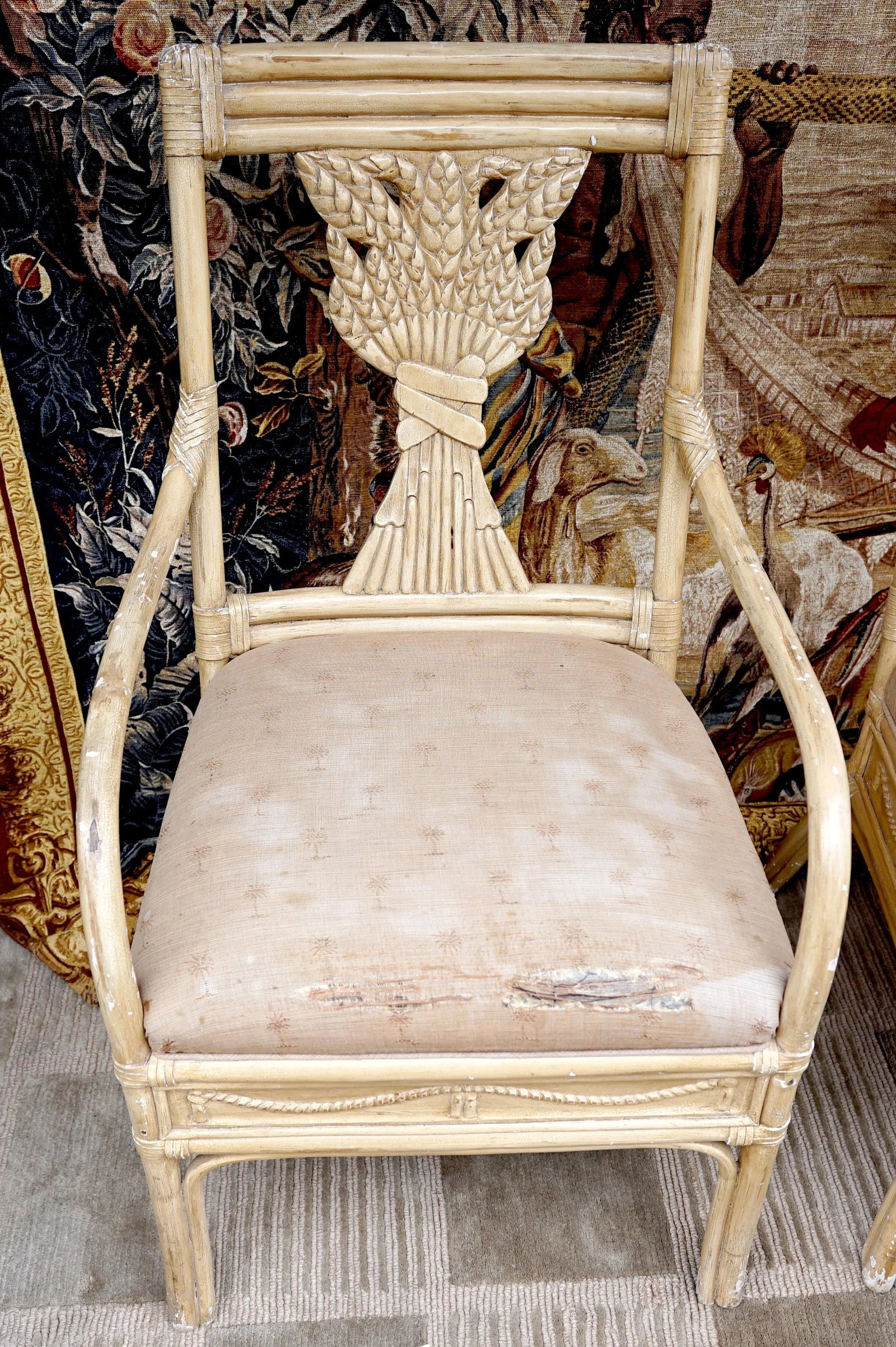1930s Neoclassical Revival Style Bamboo and Rattan Armchairs - Set of 4 - 4