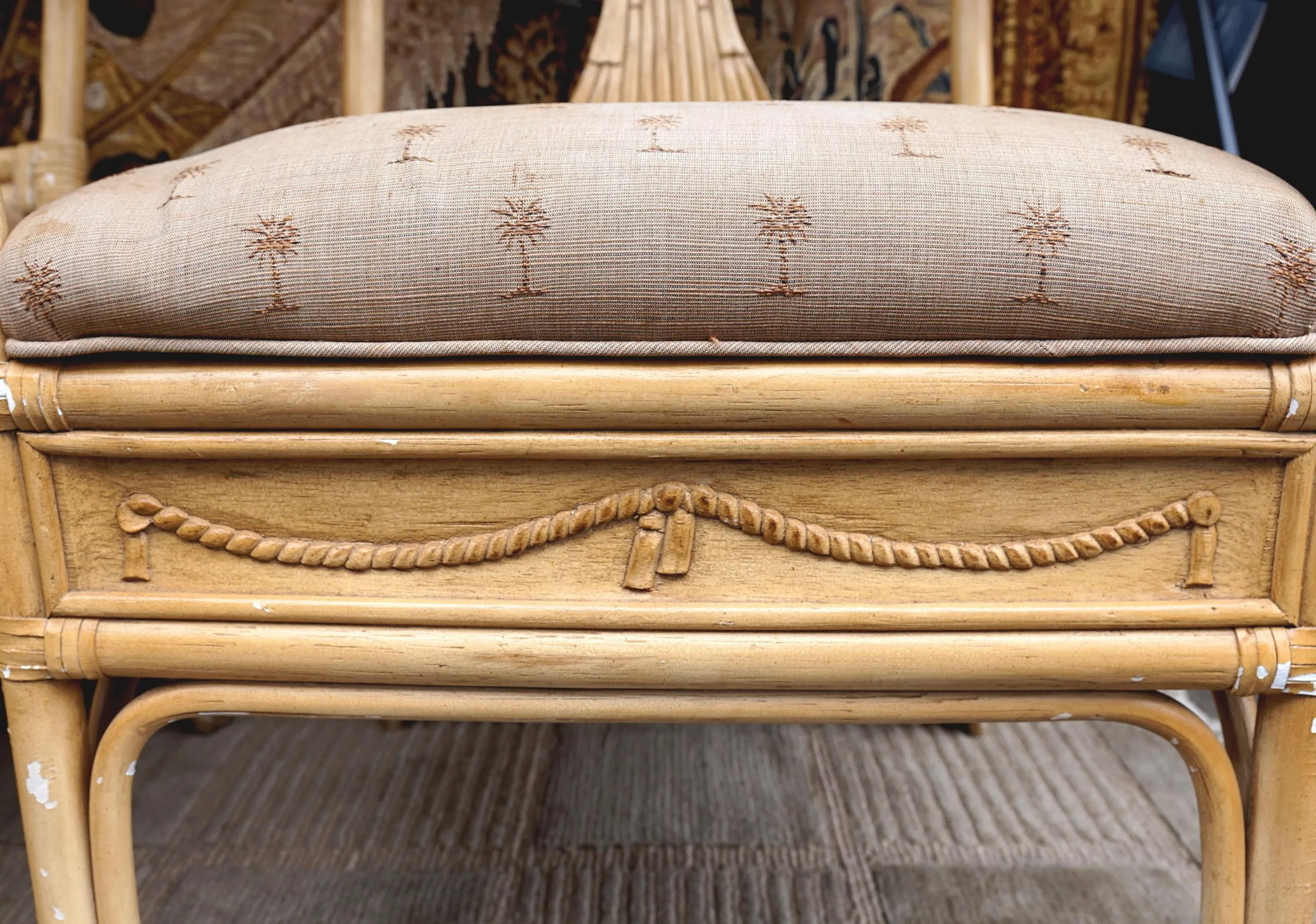 1930s Neoclassical Revival Style Bamboo and Rattan Armchairs - Set of 4 - 6