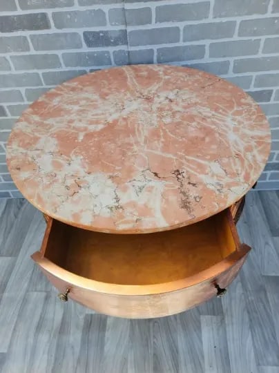 Antique Victorian Carved Inlaid Table With Pink Marble Top - 7