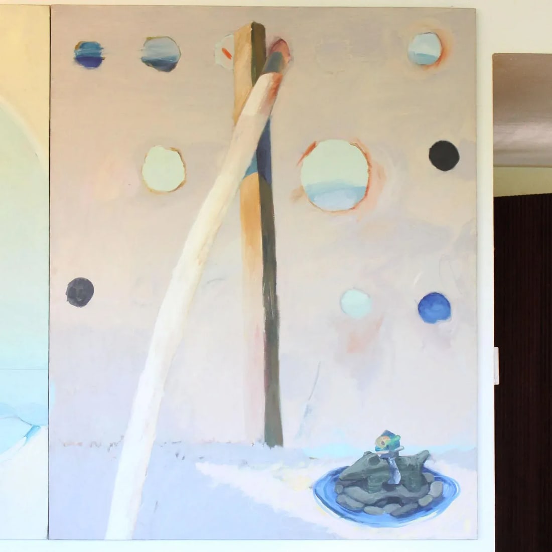 1980's Modern Abstract Extra Large Triptych Painting by Cheryl Bowers/Ciel Bergman- "The Camels Smil - 5